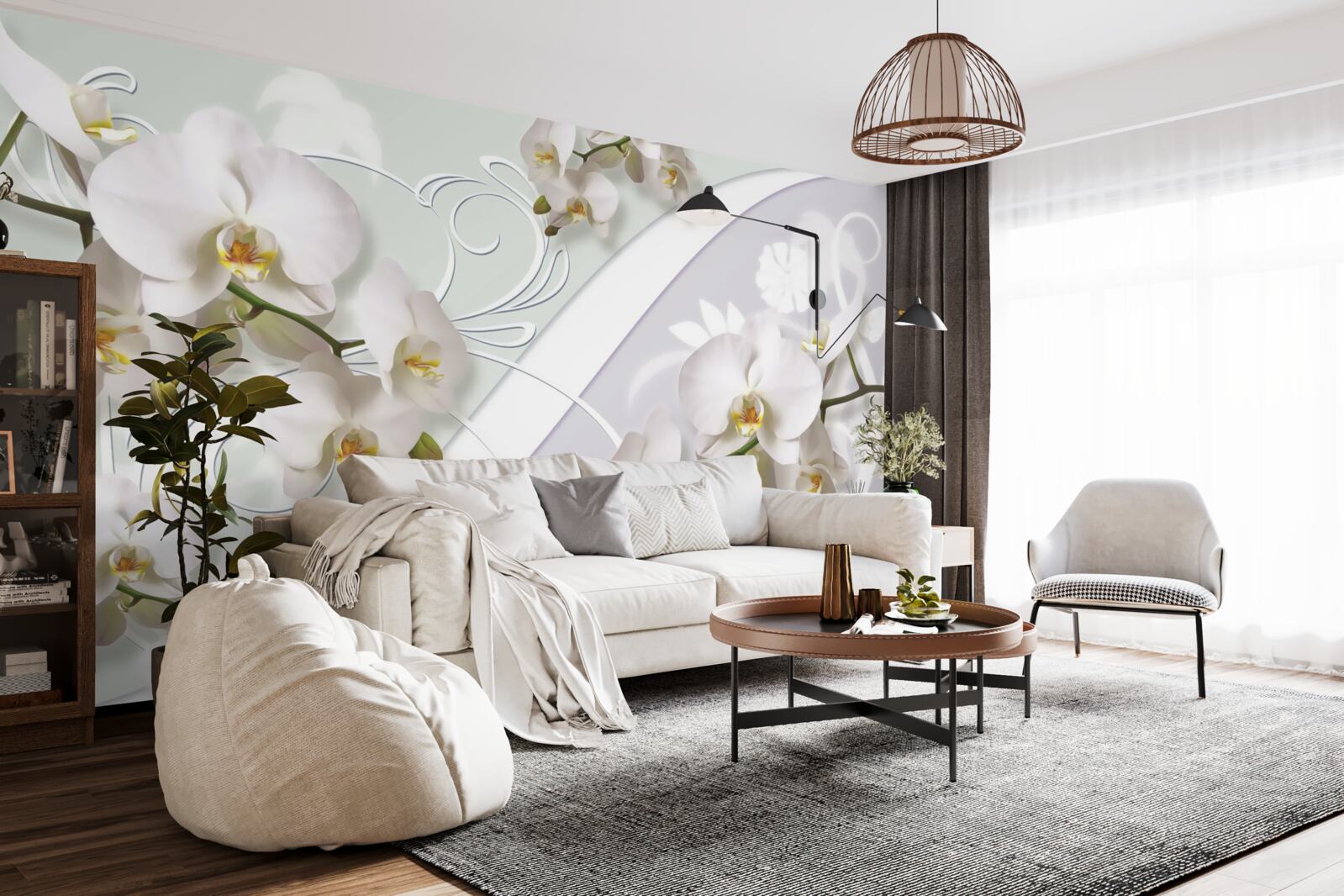 Fototapeta biele orchidey na bielom pozadí