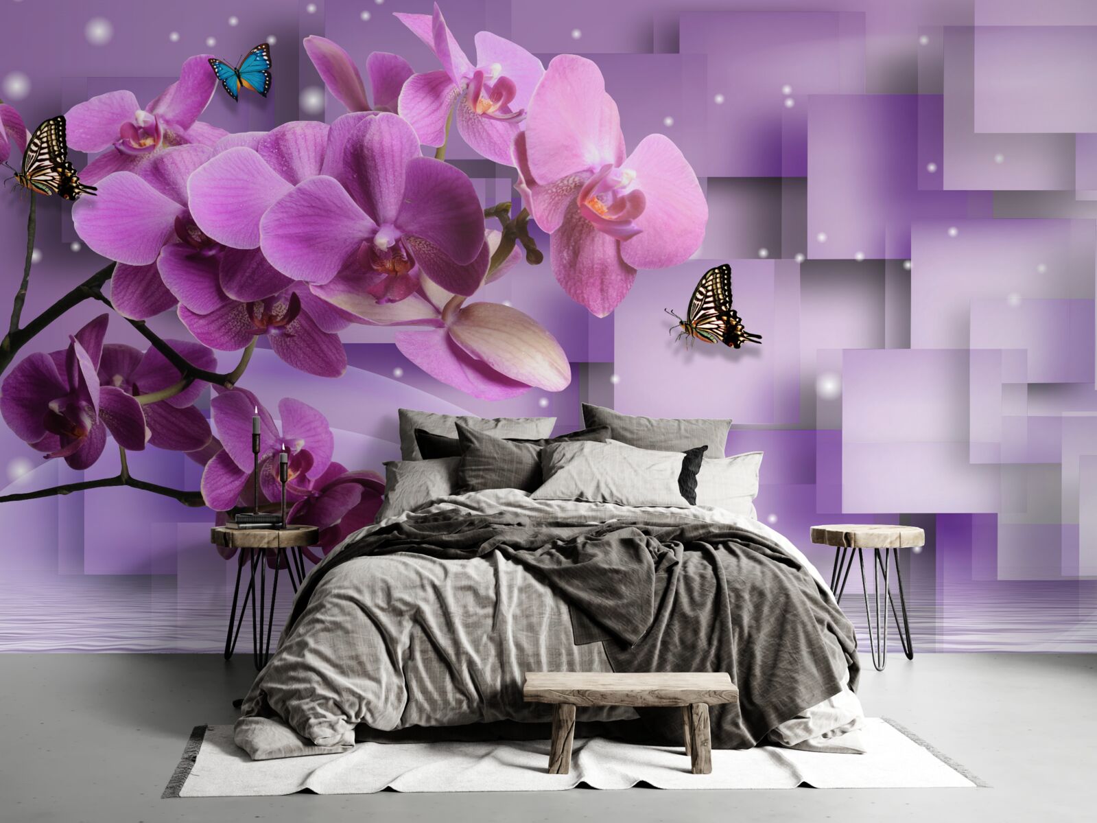 Fototapeta zloženie tenkých orchideí a motýľov