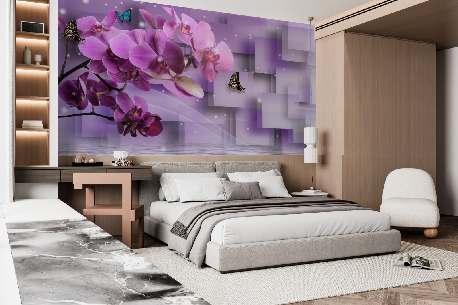 Fototapeta zloženie tenkých orchideí a motýľov