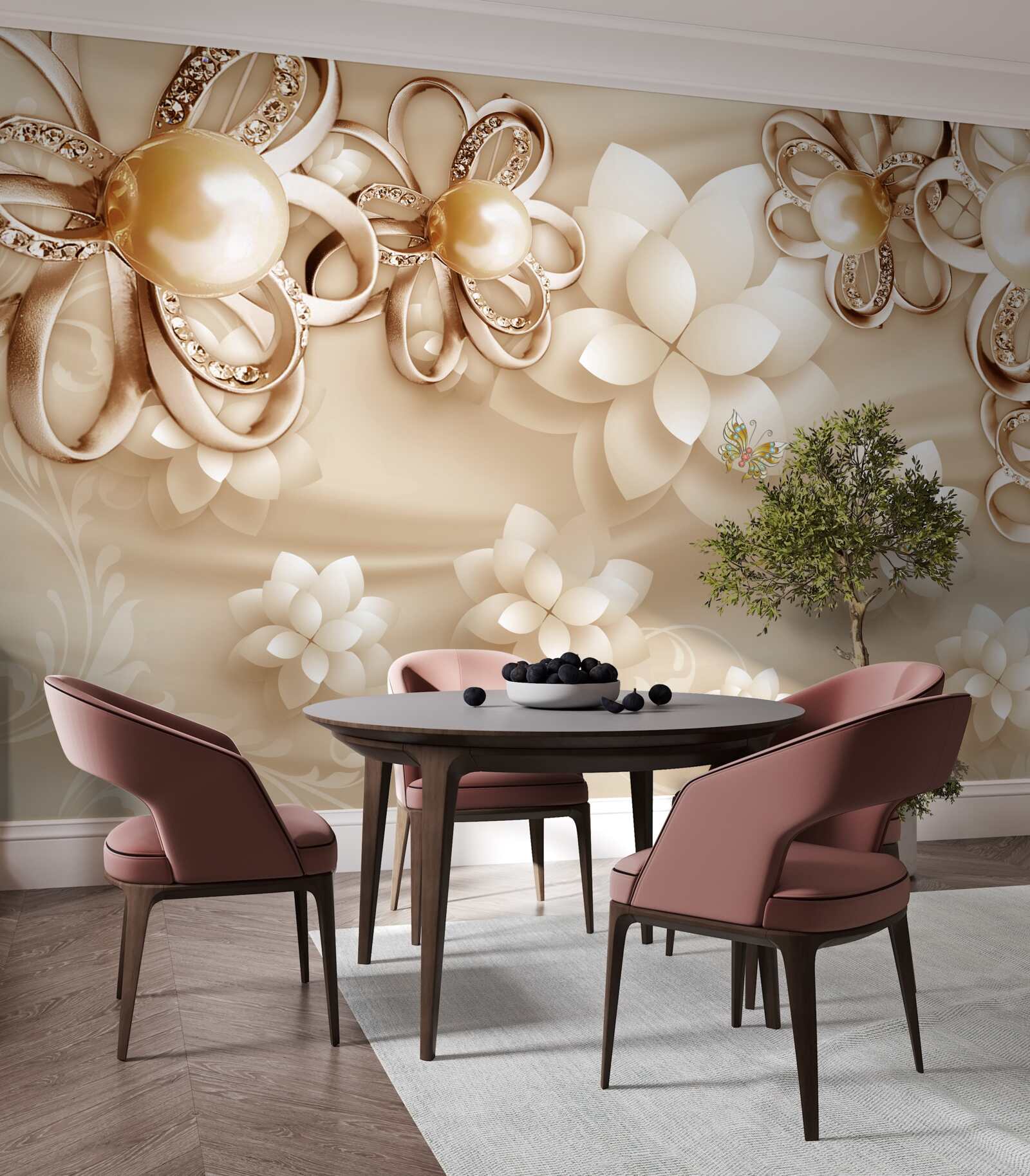 Fototapeta kvety magnólie sú snehovo biele so zlatými akcentmi