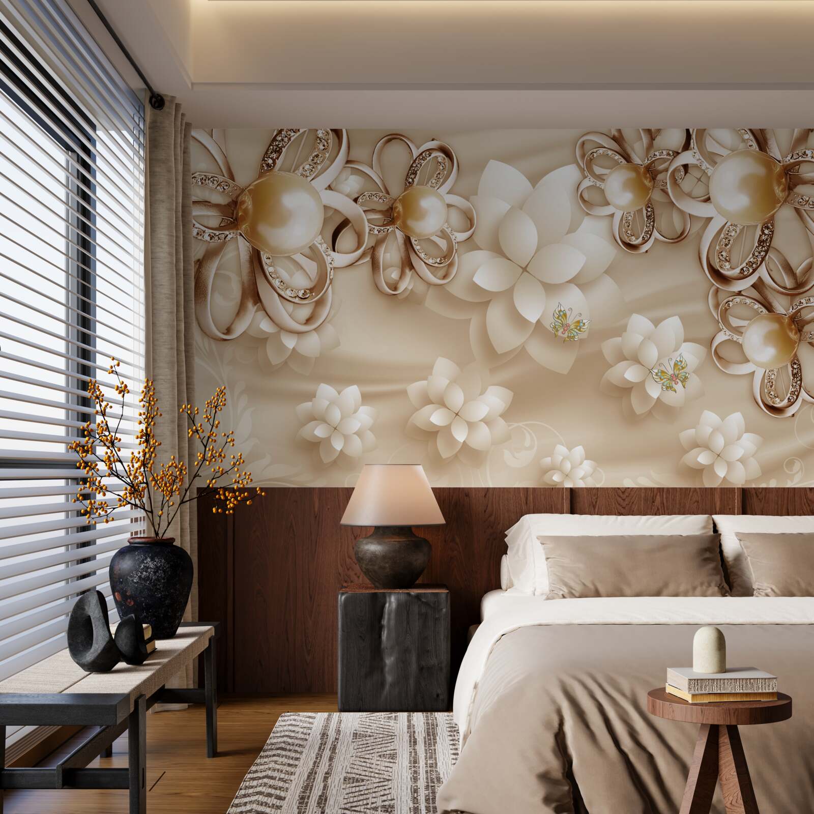 Fototapeta kvety magnólie sú snehovo biele so zlatými akcentmi