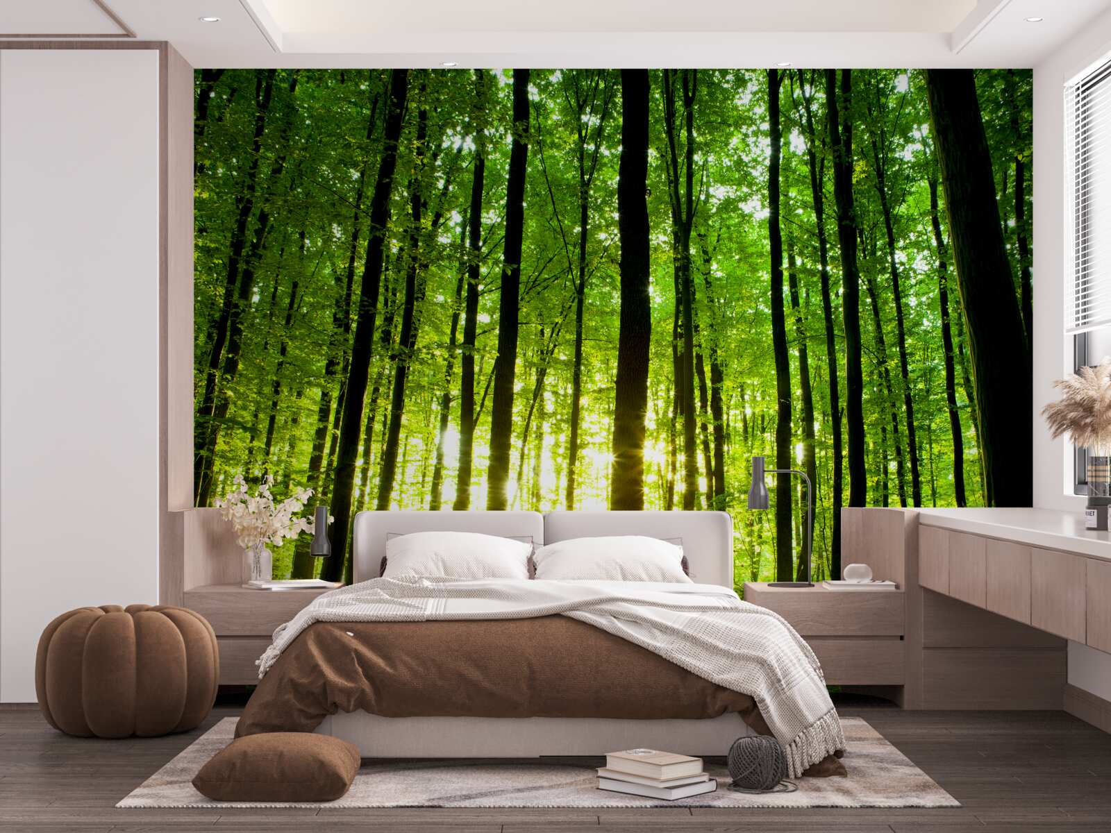 Fototapeta slnečné lúče prenikajú hustým hájom