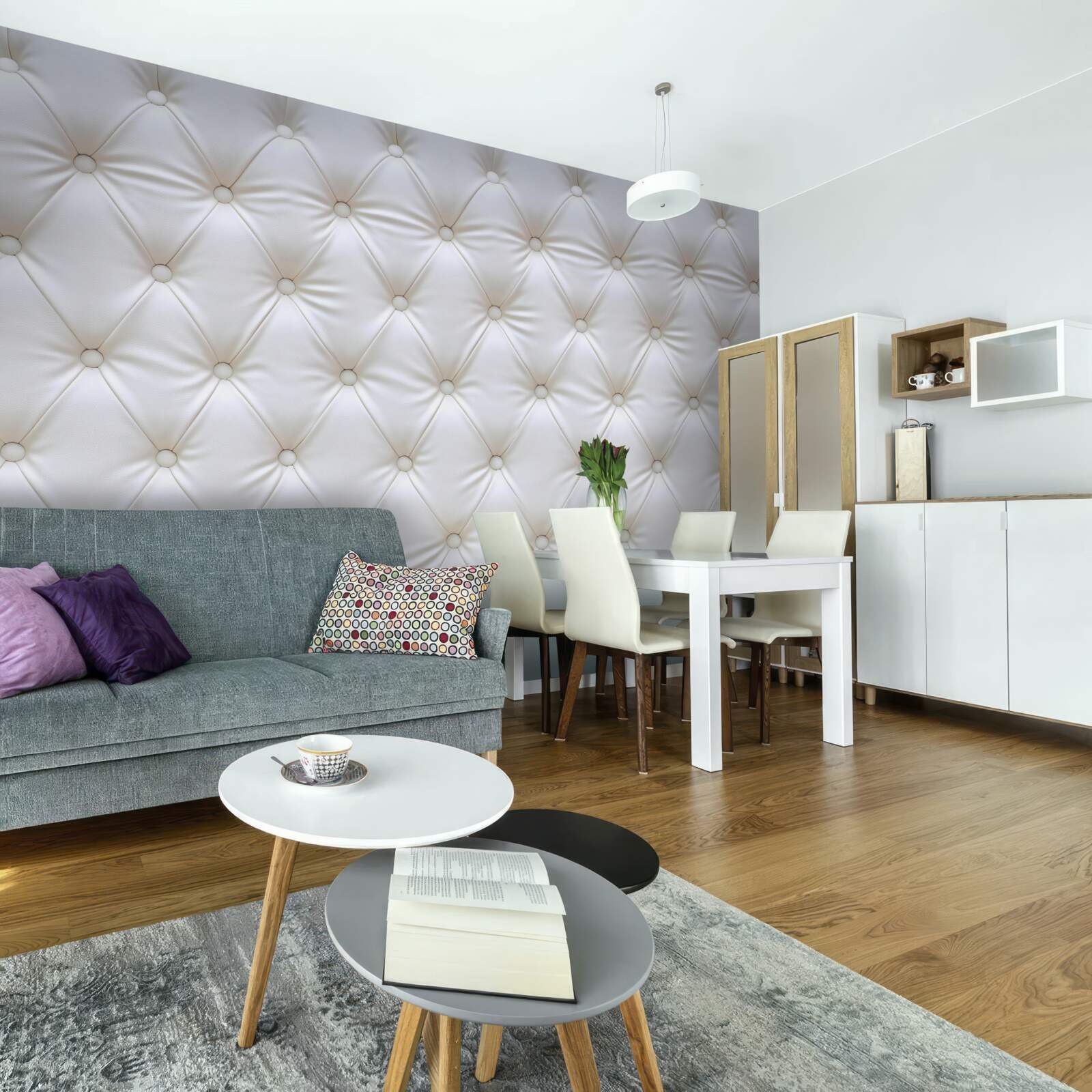 Fototapeta textúra čalúnenia zdobená kryštálmi