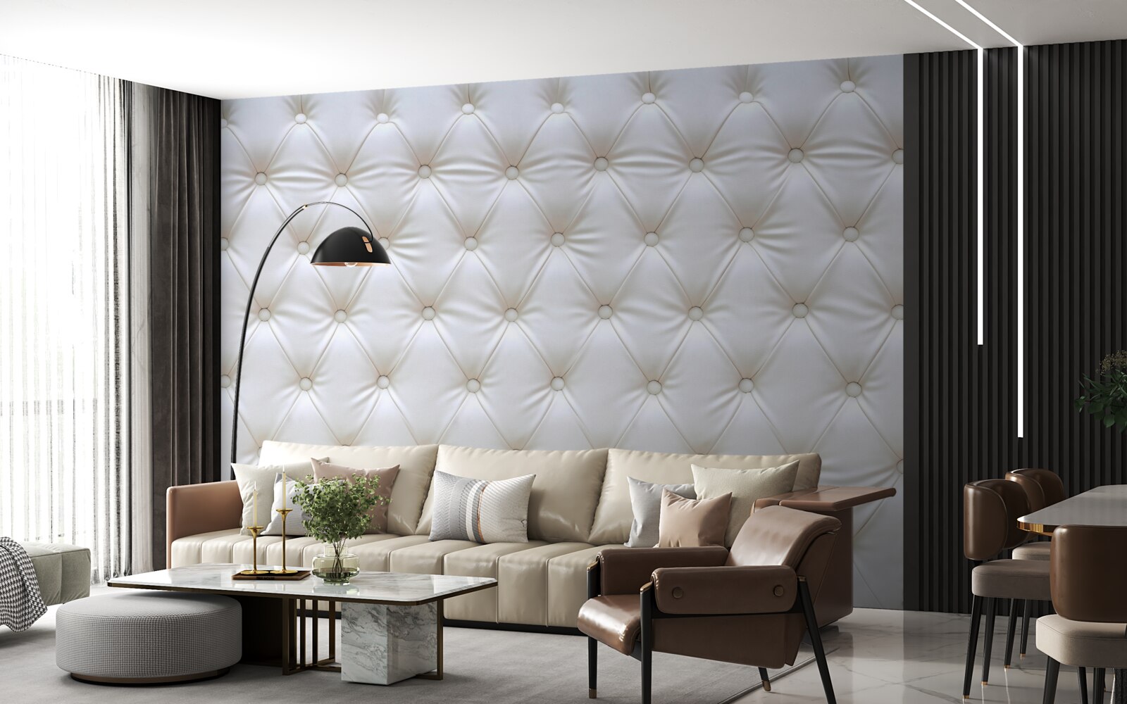 Fototapeta textúra čalúnenia zdobená kryštálmi