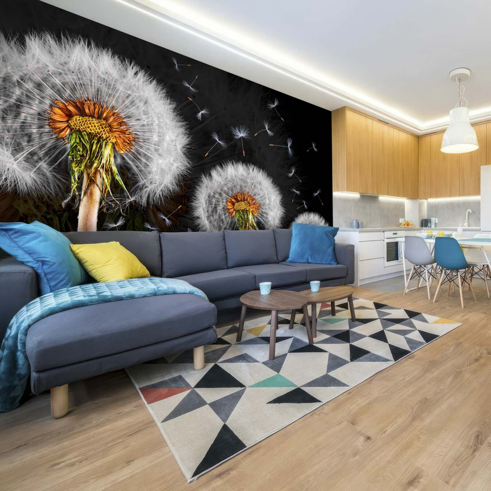 Fototapeta rastúce, roztrúsené okvetné lístky púpavy