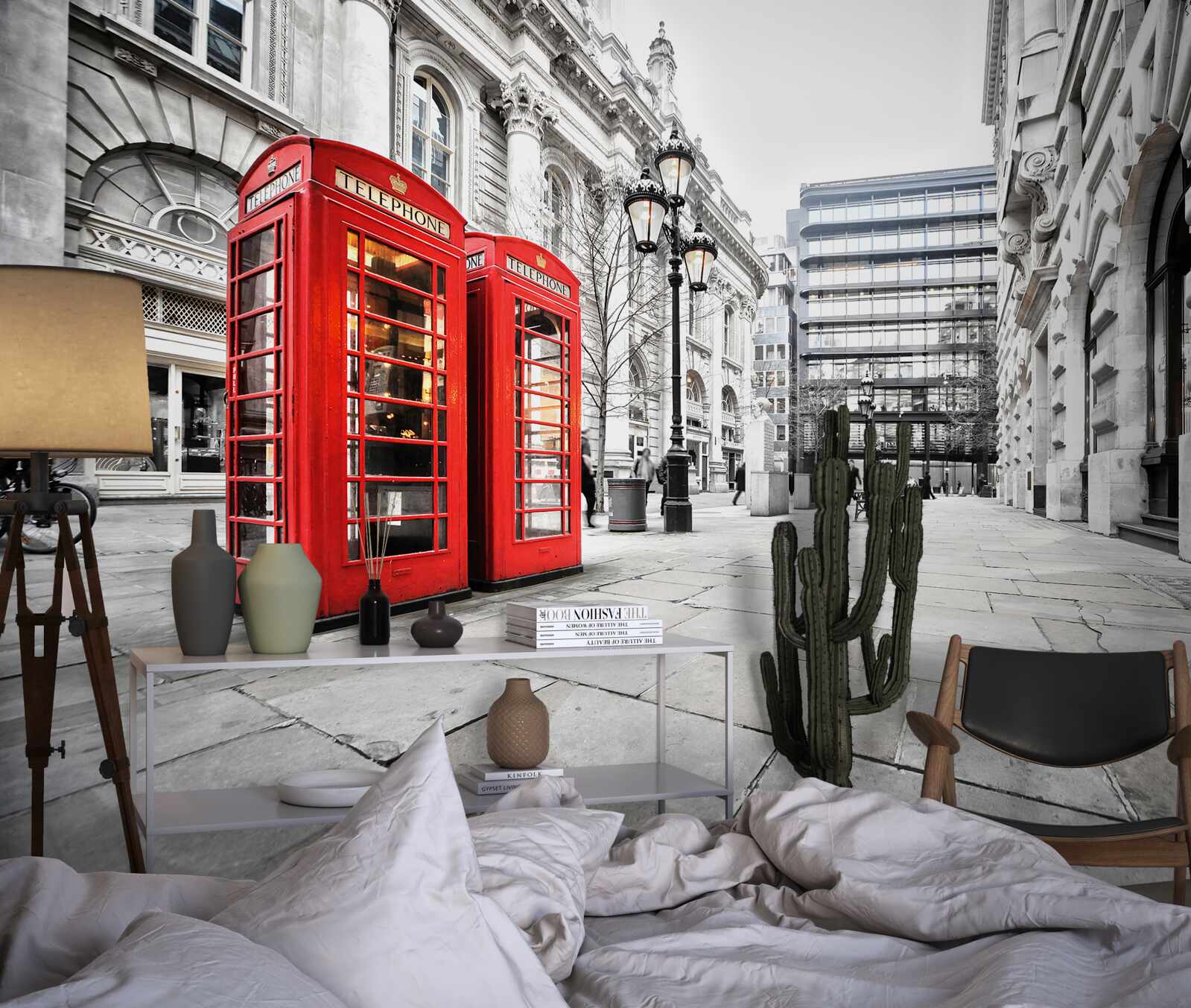 Fototapeta červené telefónne búdky na uliciach