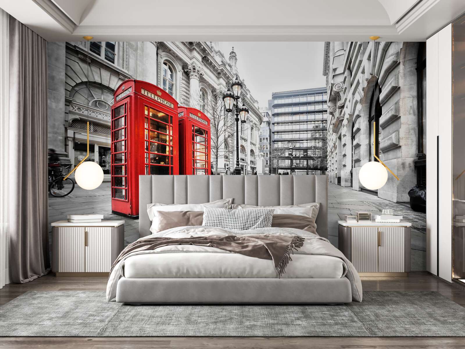 Fototapeta červené telefónne búdky na uliciach