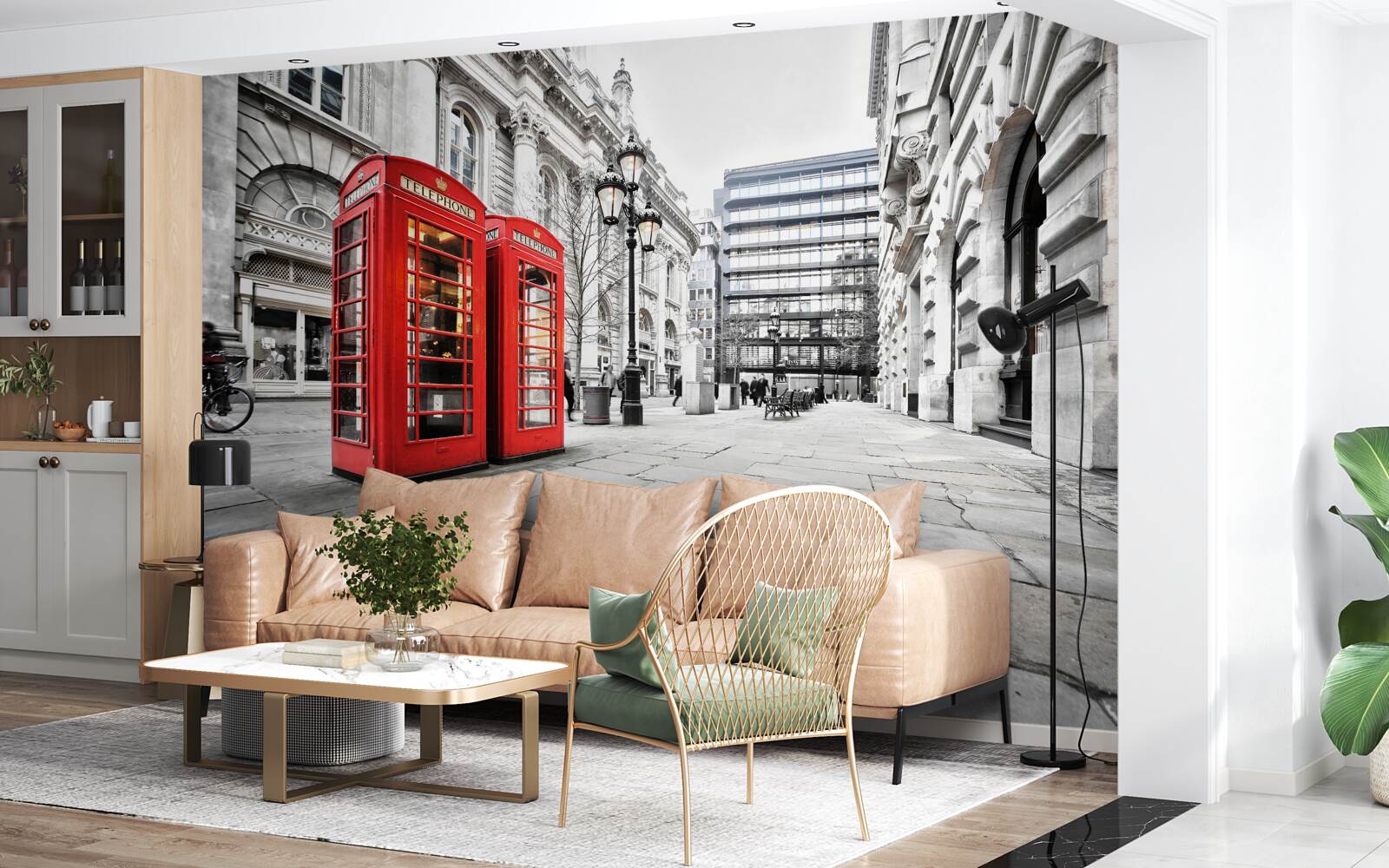 Fototapeta červené telefónne búdky na uliciach