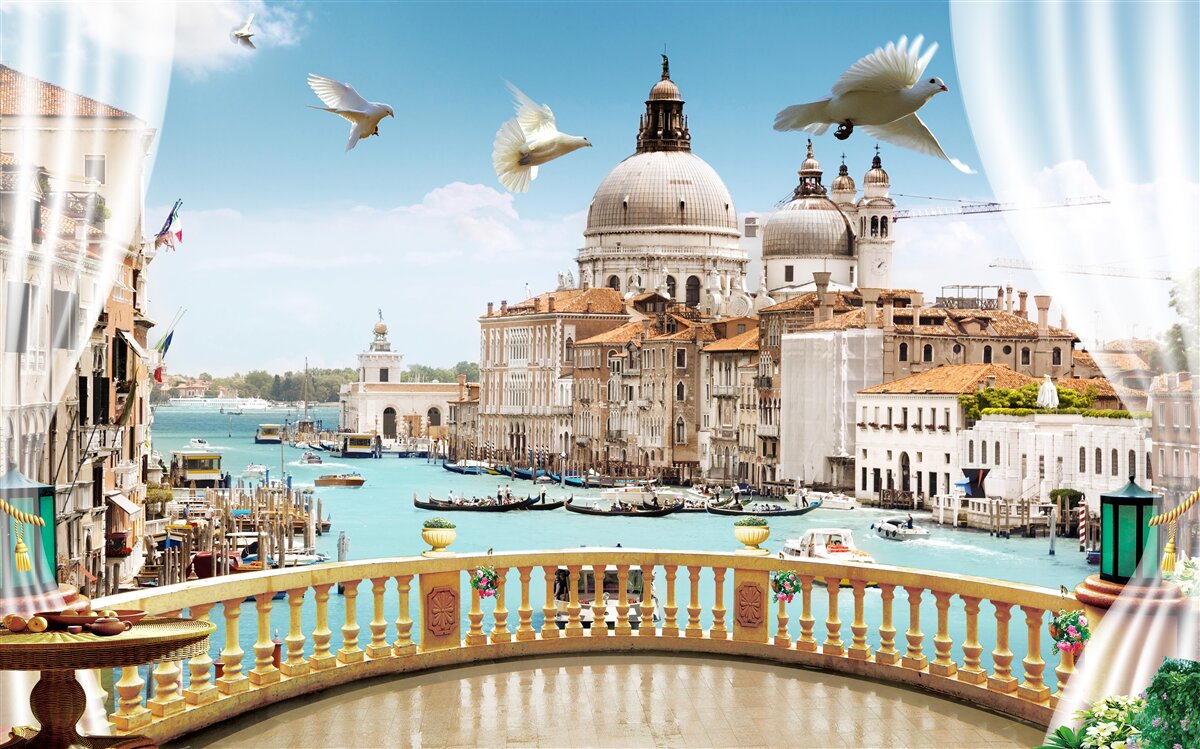 Fototapeta výhľad z balkóna ponúka nádhernú panorámu Benátok