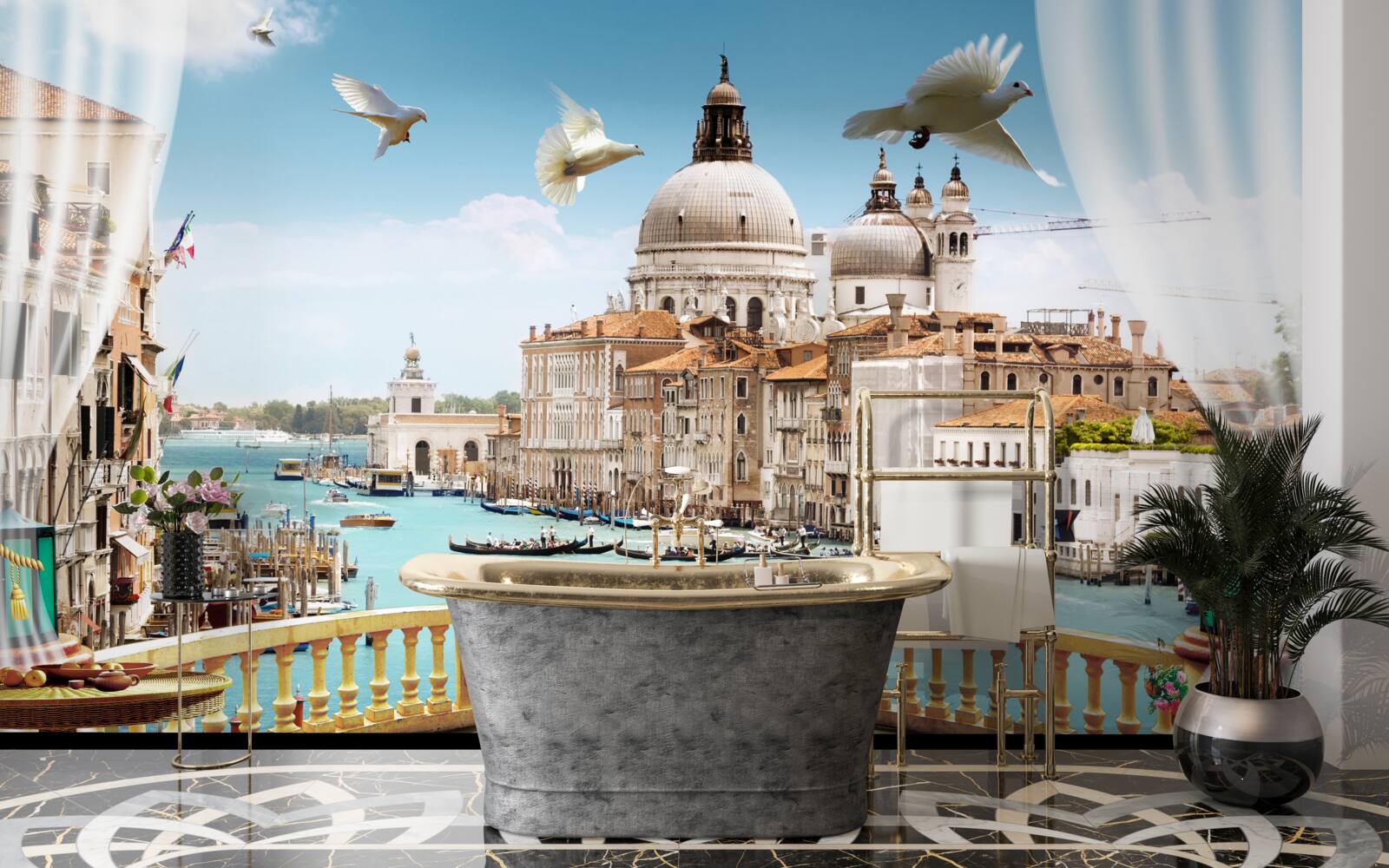 Fototapeta výhľad z balkóna ponúka nádhernú panorámu Benátok