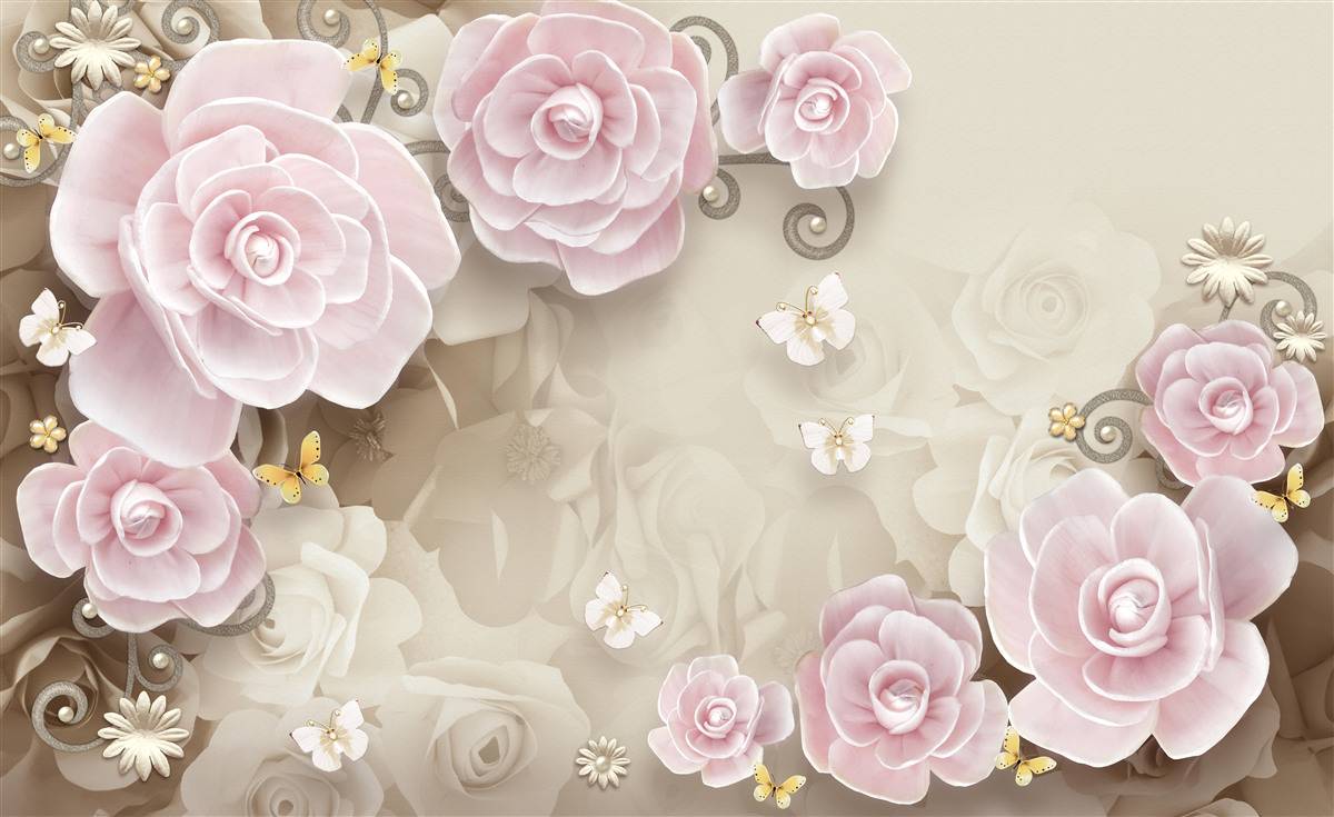 Fototapeta jemné ruže v ružovkastých odtieňoch s perličkami vo vnútri