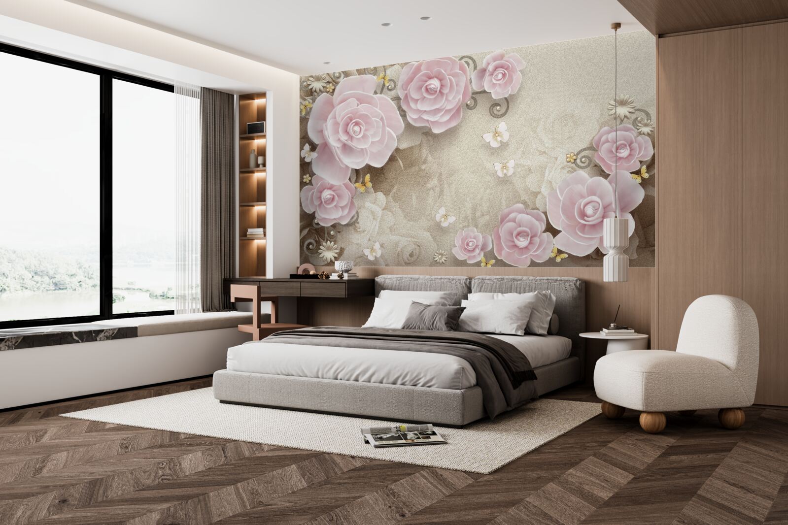 Fototapeta jemné ruže v ružovkastých odtieňoch s perličkami vo vnútri