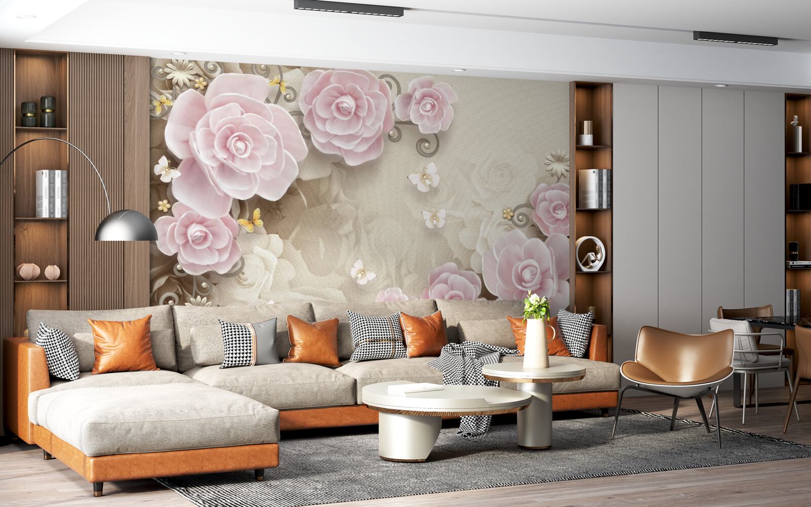 Fototapeta jemné ruže v ružovkastých odtieňoch s perličkami vo vnútri