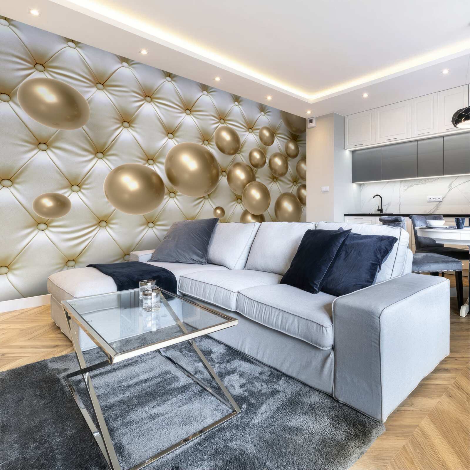 Fototapeta zlaté korálky na koženom obale