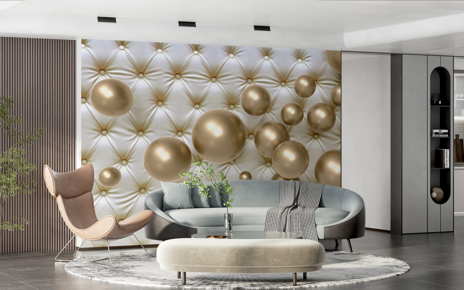 Fototapeta zlaté korálky na koženom obale