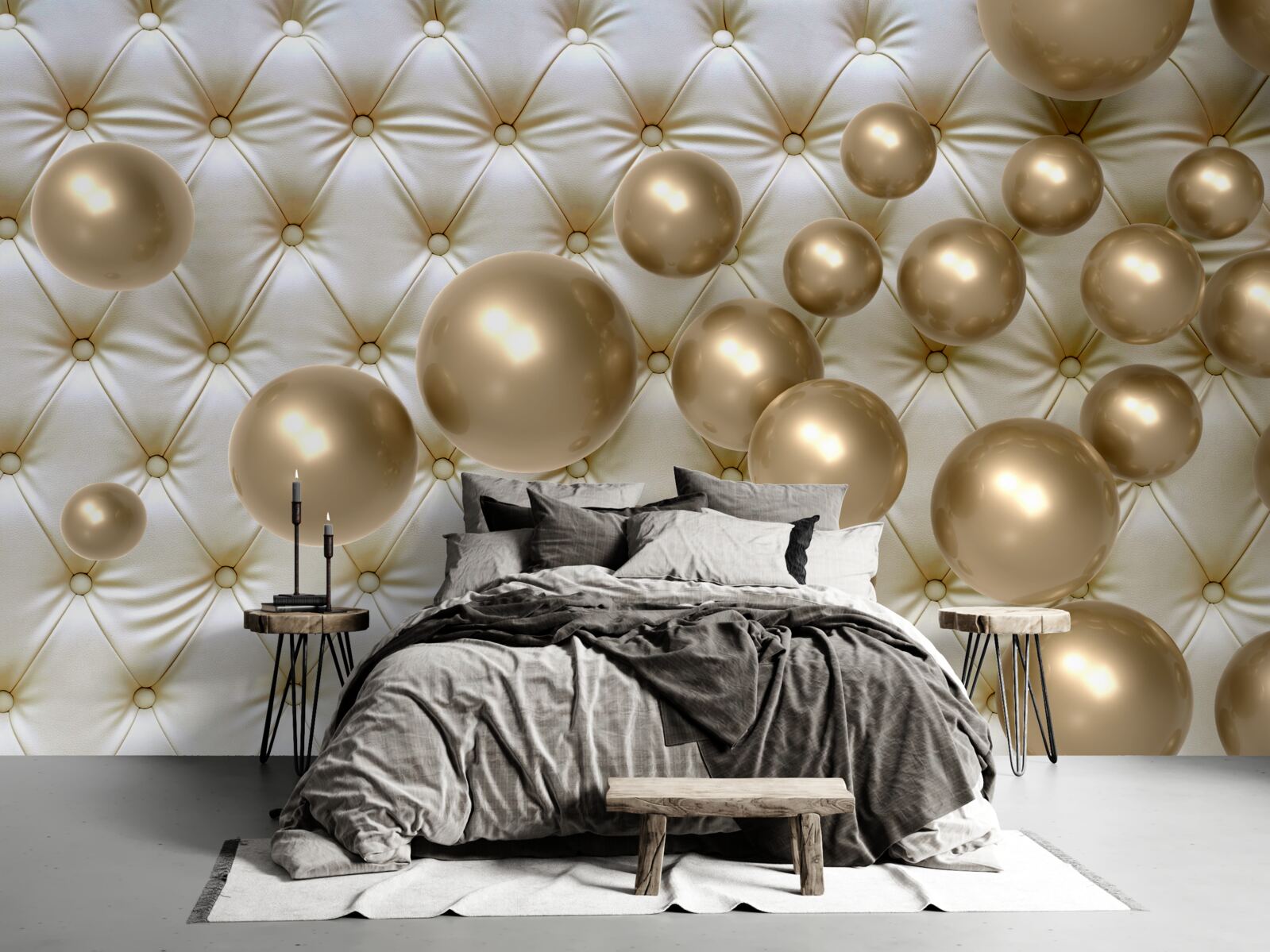 Fototapeta zlaté korálky na koženom obale