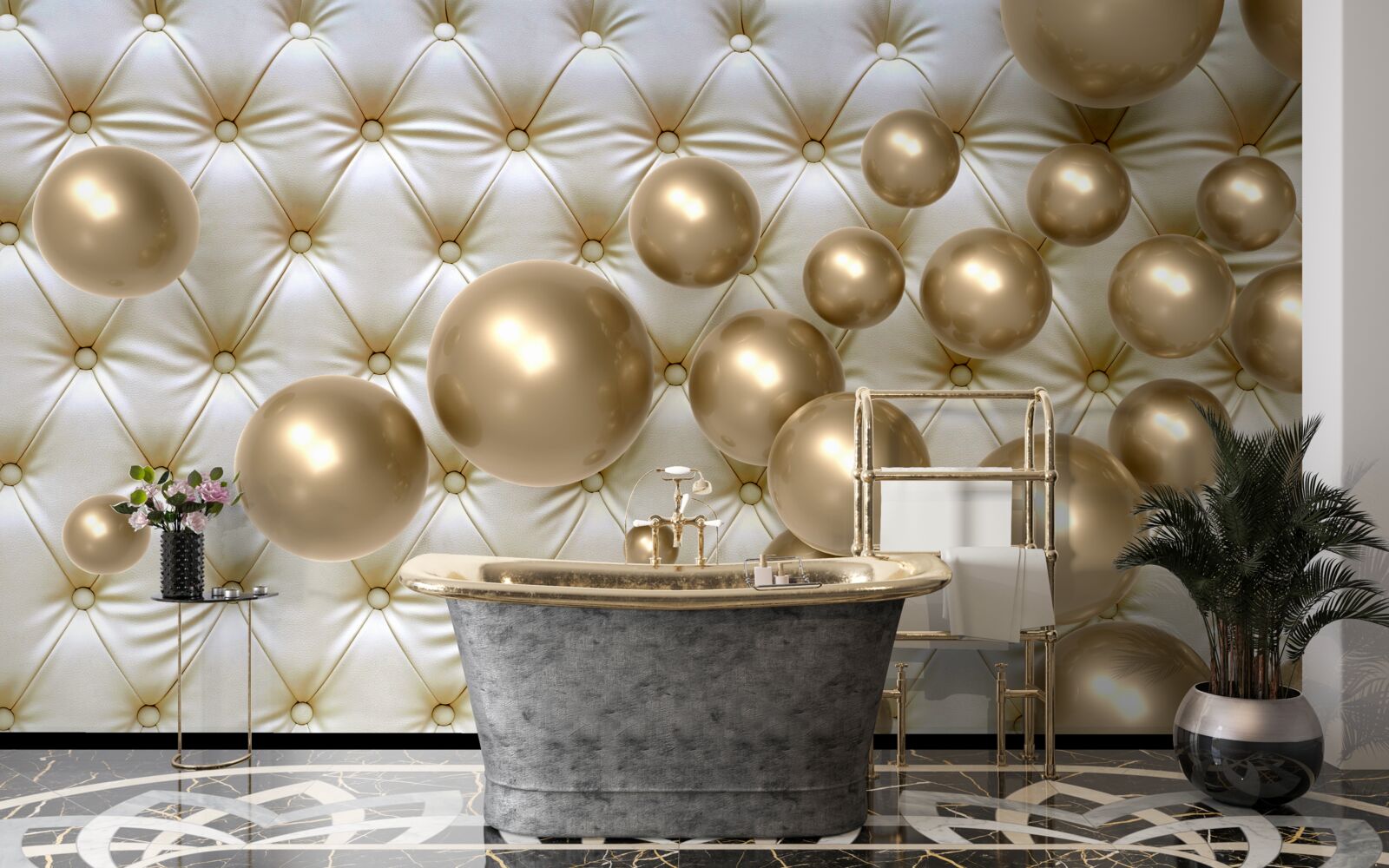 Fototapeta zlaté korálky na koženom obale