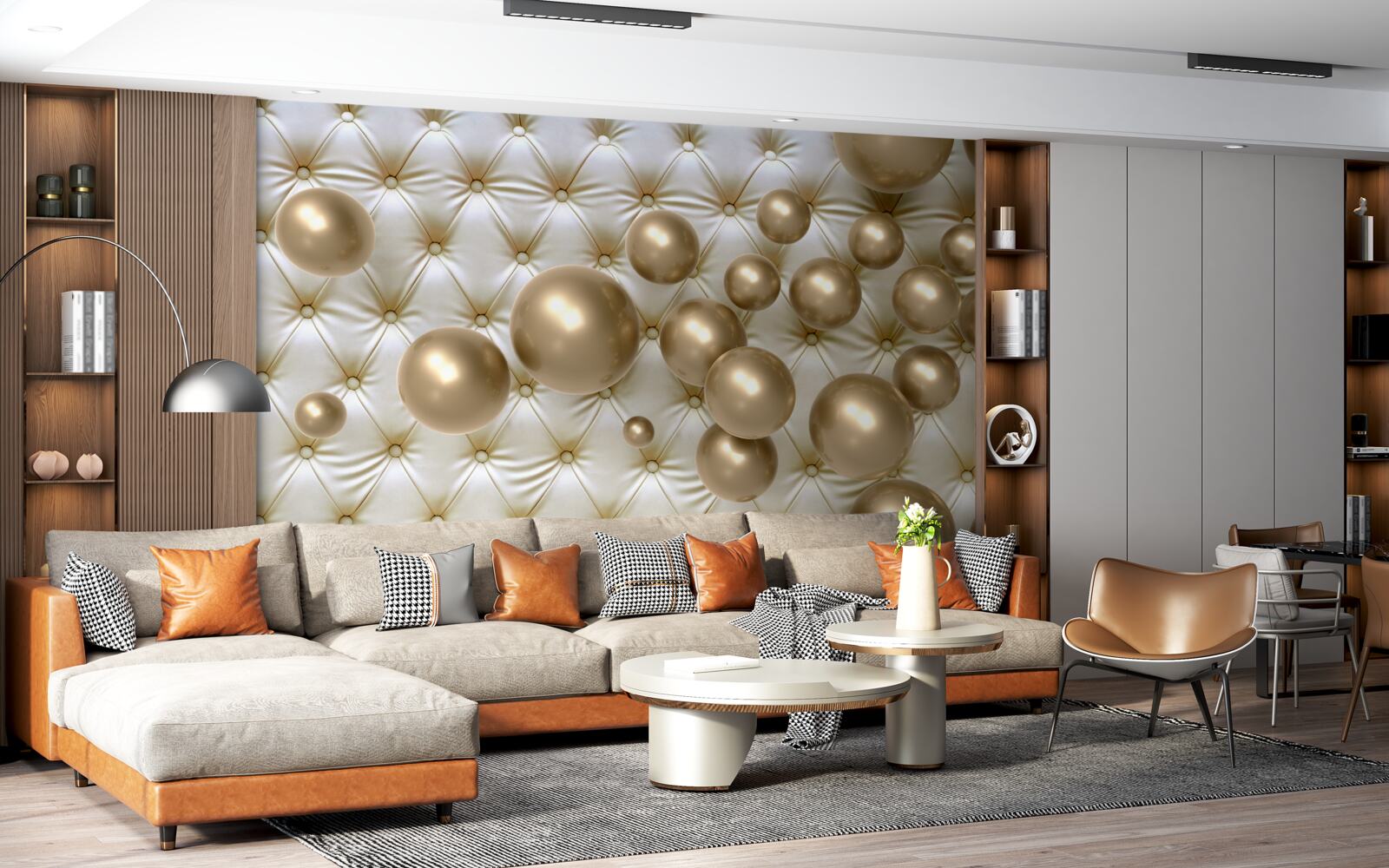 Fototapeta zlaté korálky na koženom obale