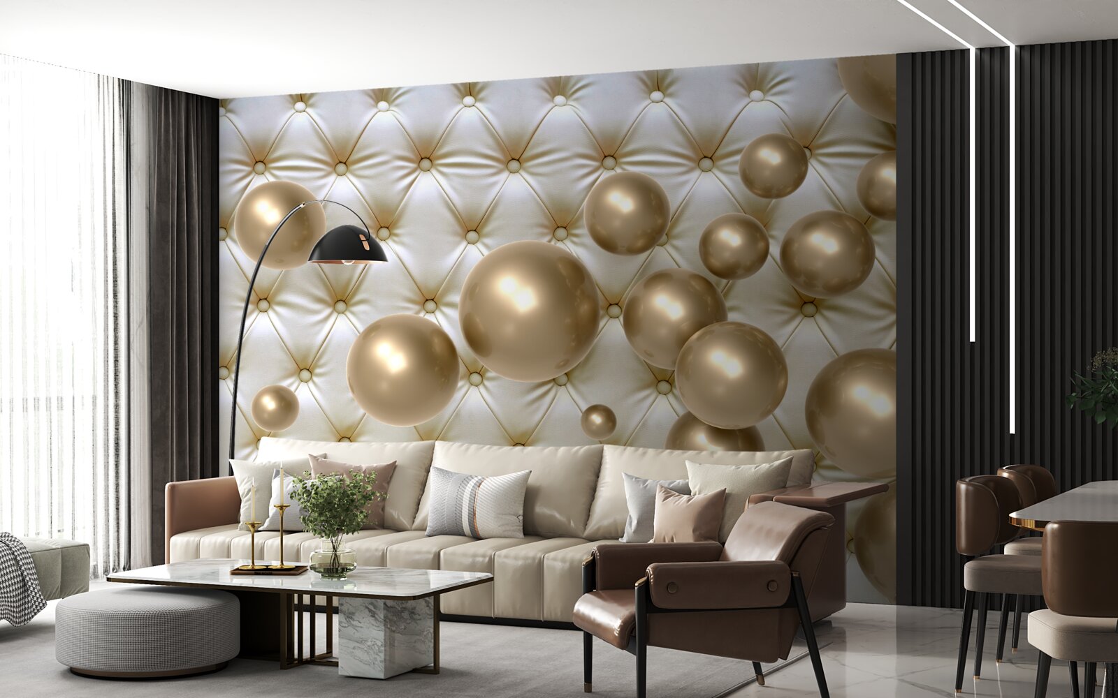 Fototapeta zlaté korálky na koženom obale