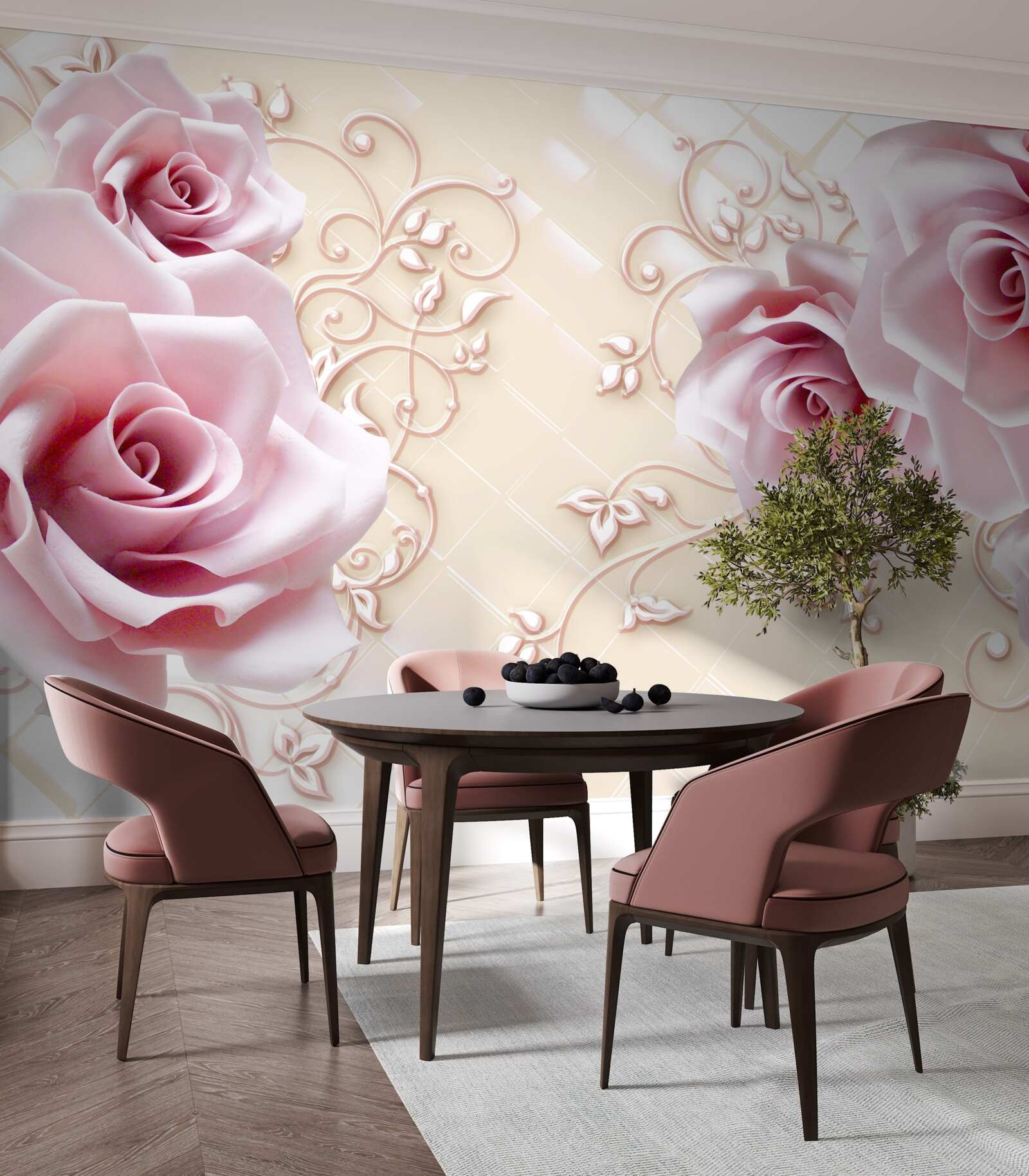 Fototapeta púdrovo ružové ruže