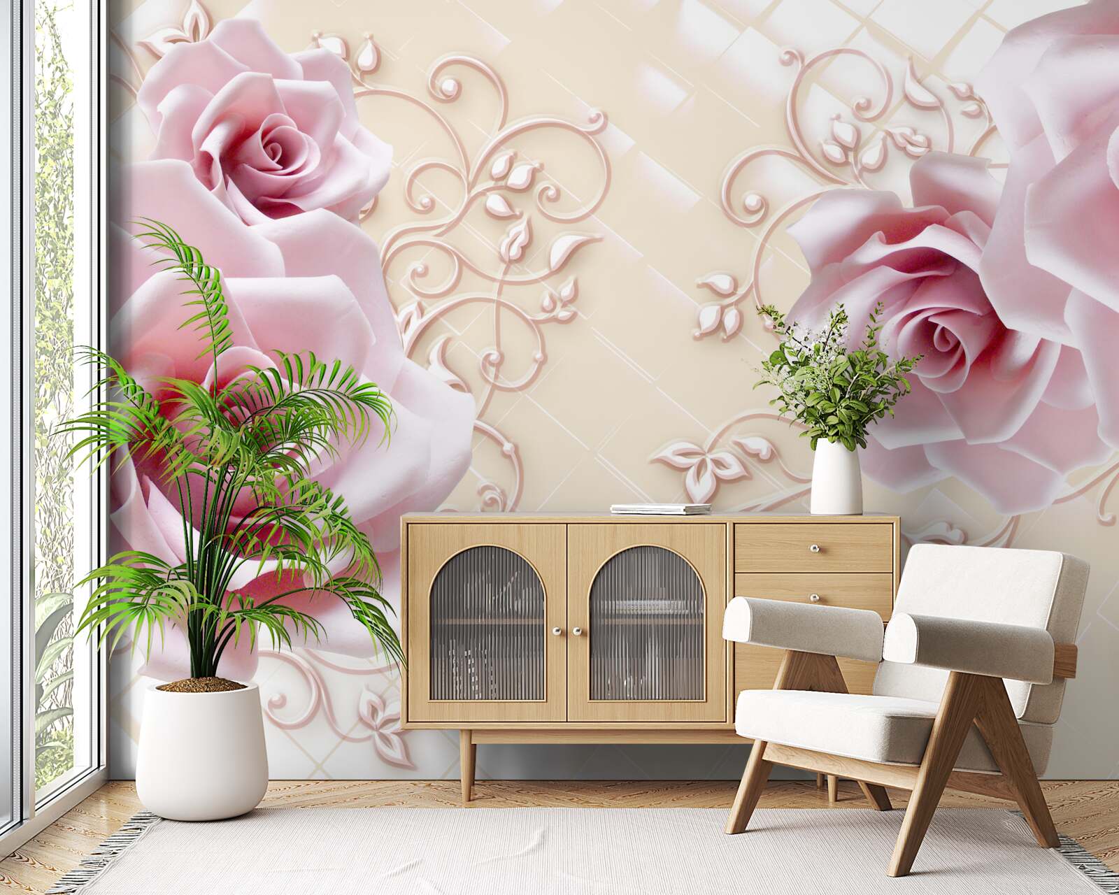 Fototapeta púdrovo ružové ruže