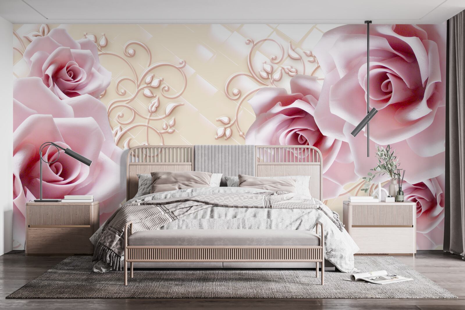 Fototapeta púdrovo ružové ruže