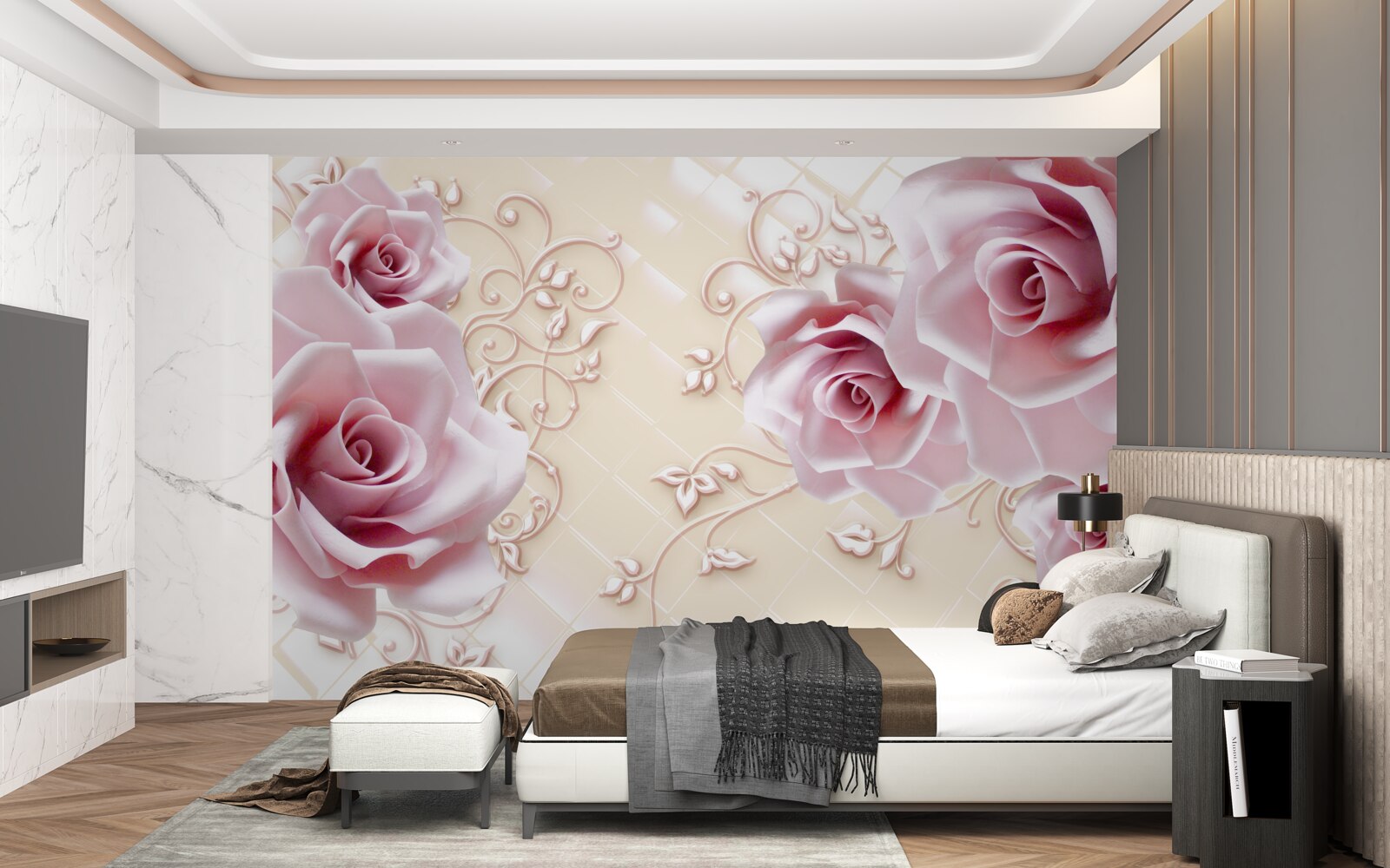 Fototapeta púdrovo ružové ruže