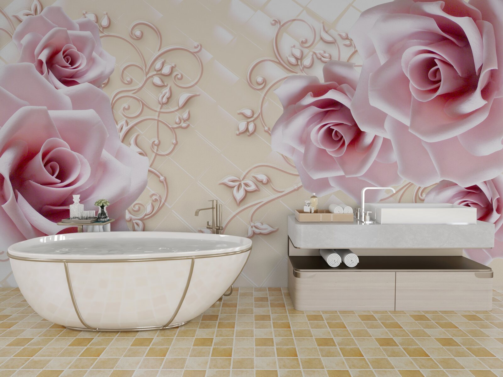 Fototapeta púdrovo ružové ruže