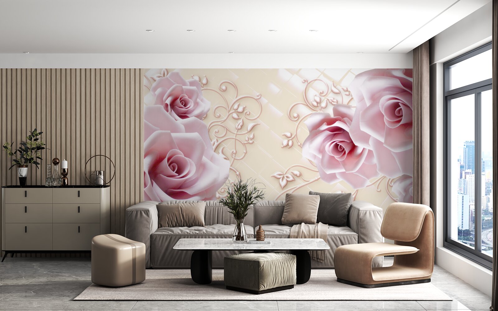 Fototapeta púdrovo ružové ruže