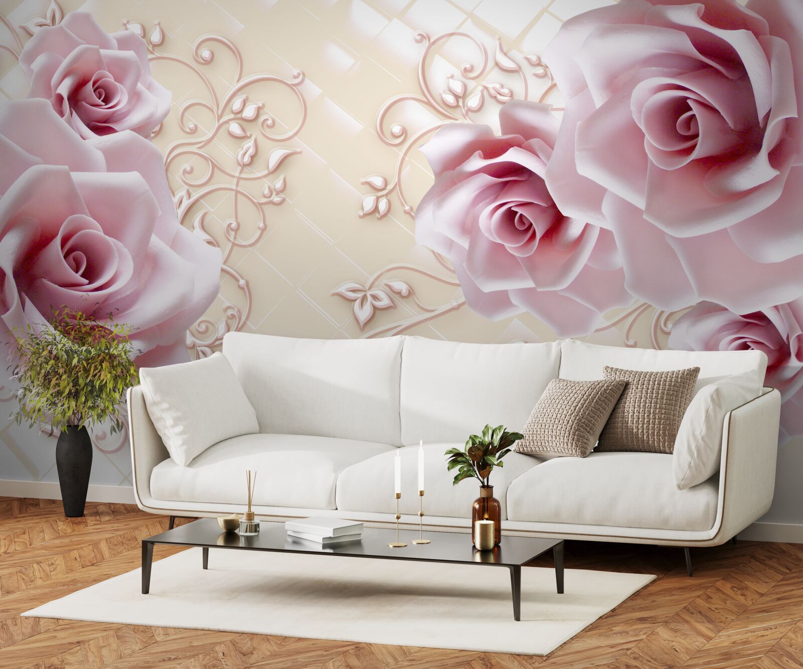 Fototapeta púdrovo ružové ruže