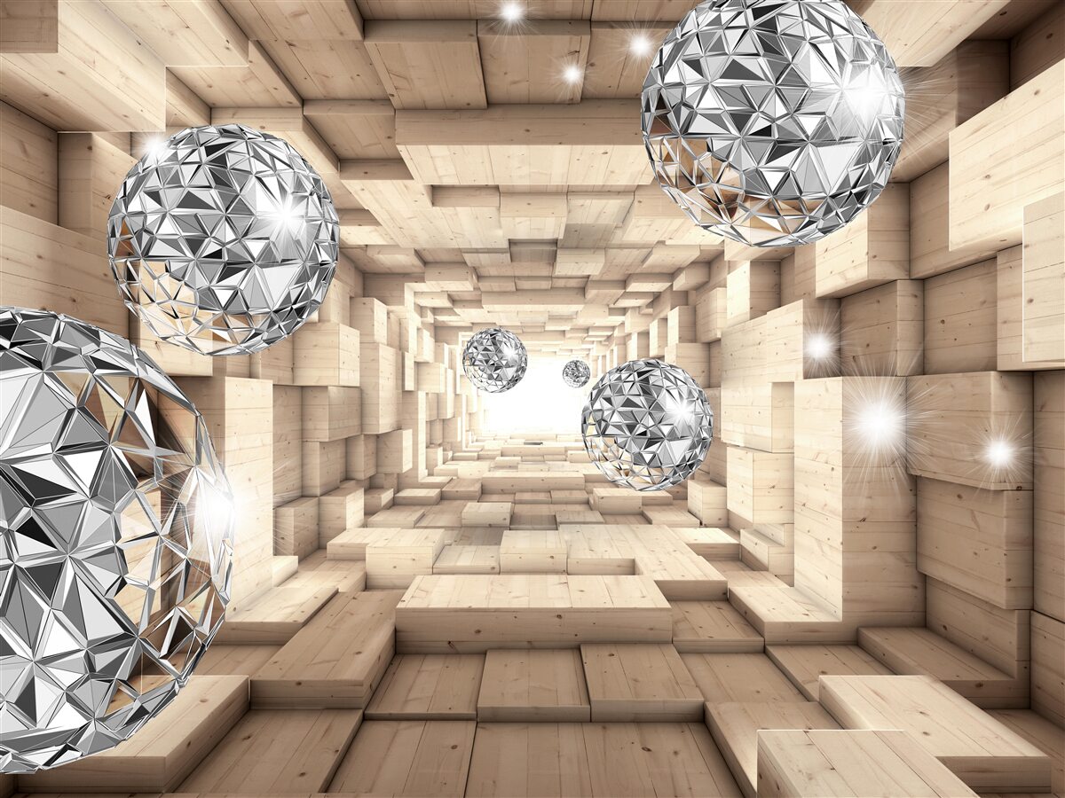 Fototapeta strieborné gule v hnedej pasáži