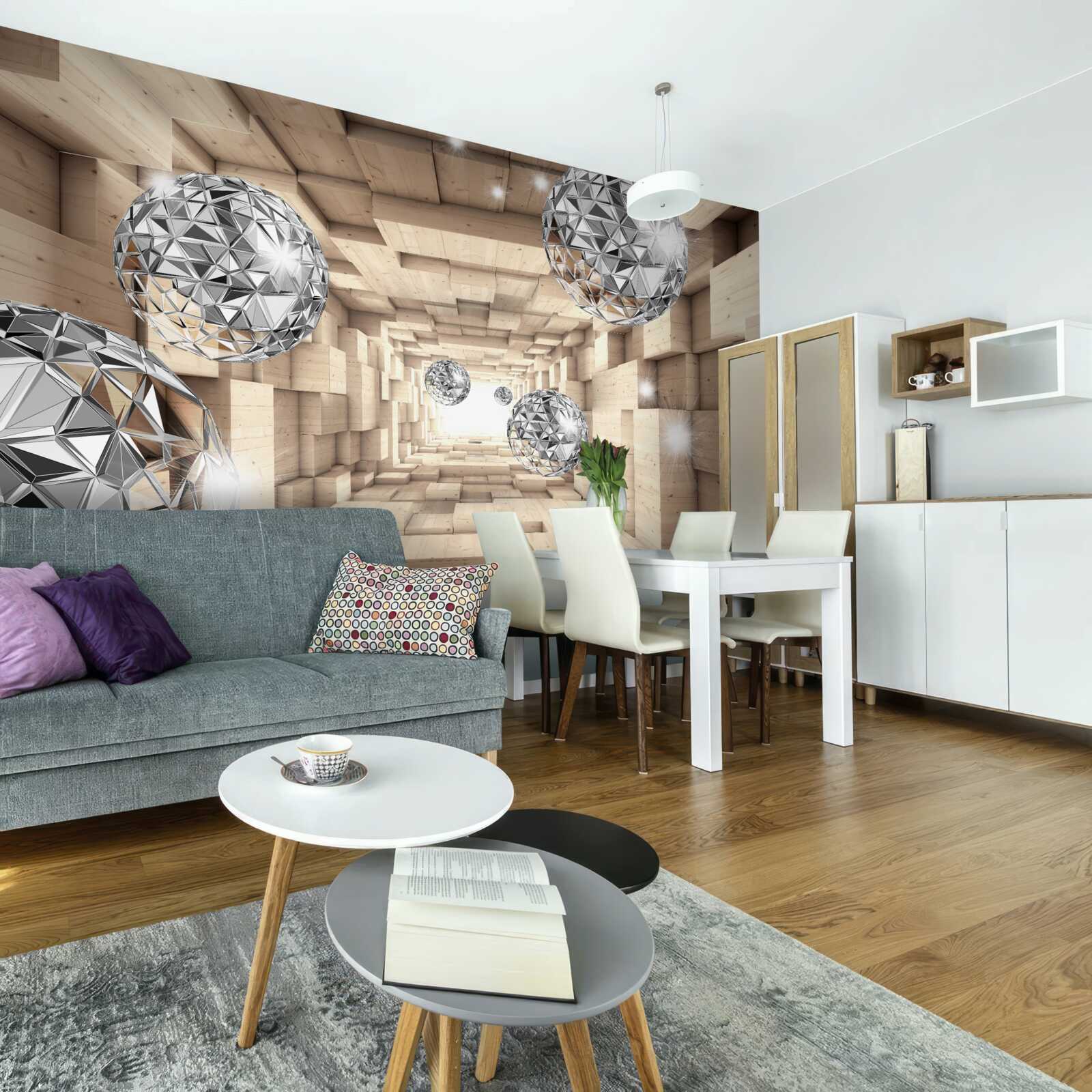 Fototapeta strieborné gule v hnedej pasáži