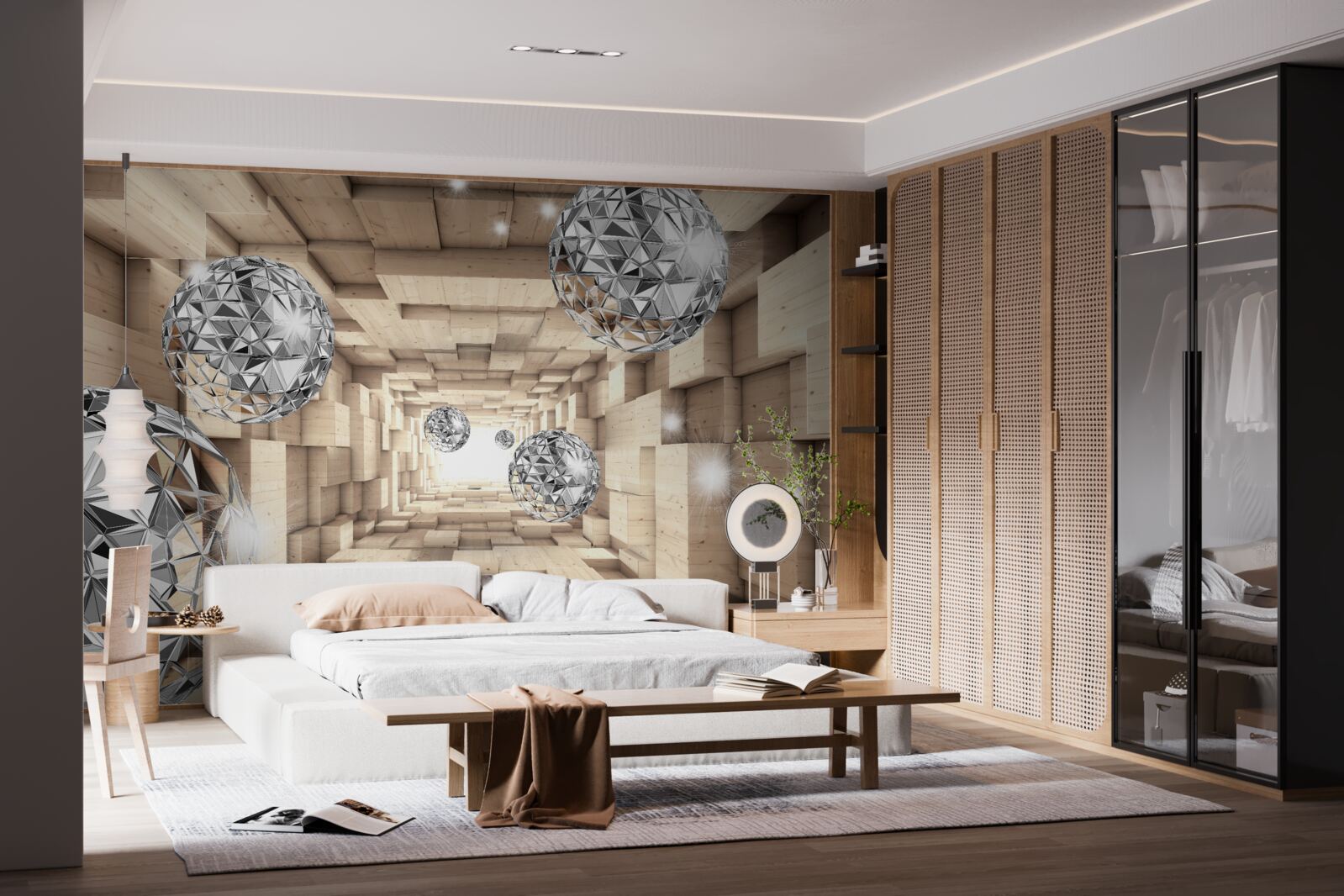 Fototapeta strieborné gule v hnedej pasáži