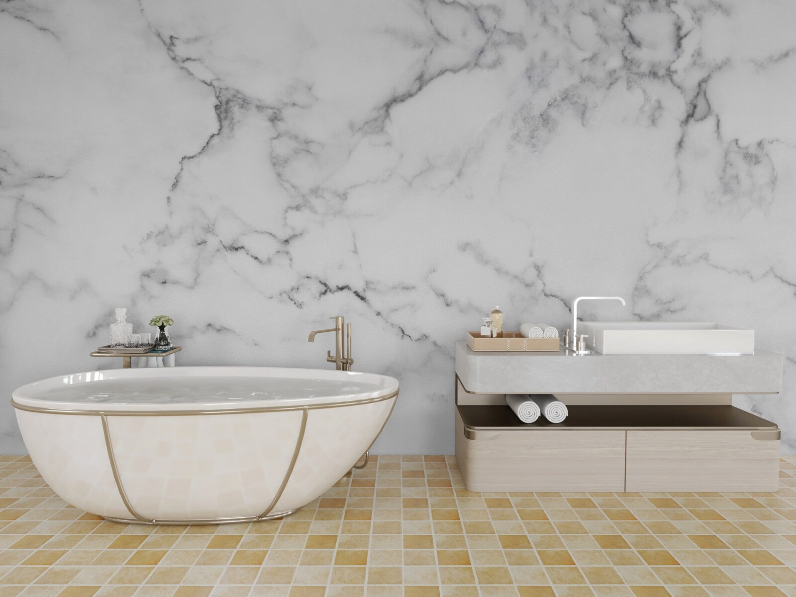 Fototapeta biely mramor s čiernymi vzormi