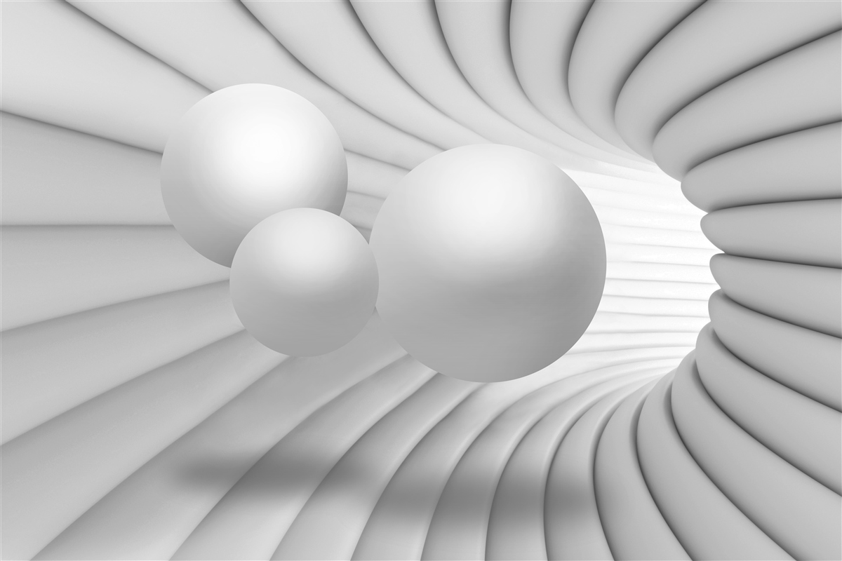 Fototapeta tunelová perspektíva je vyplnená striebornými guľkami