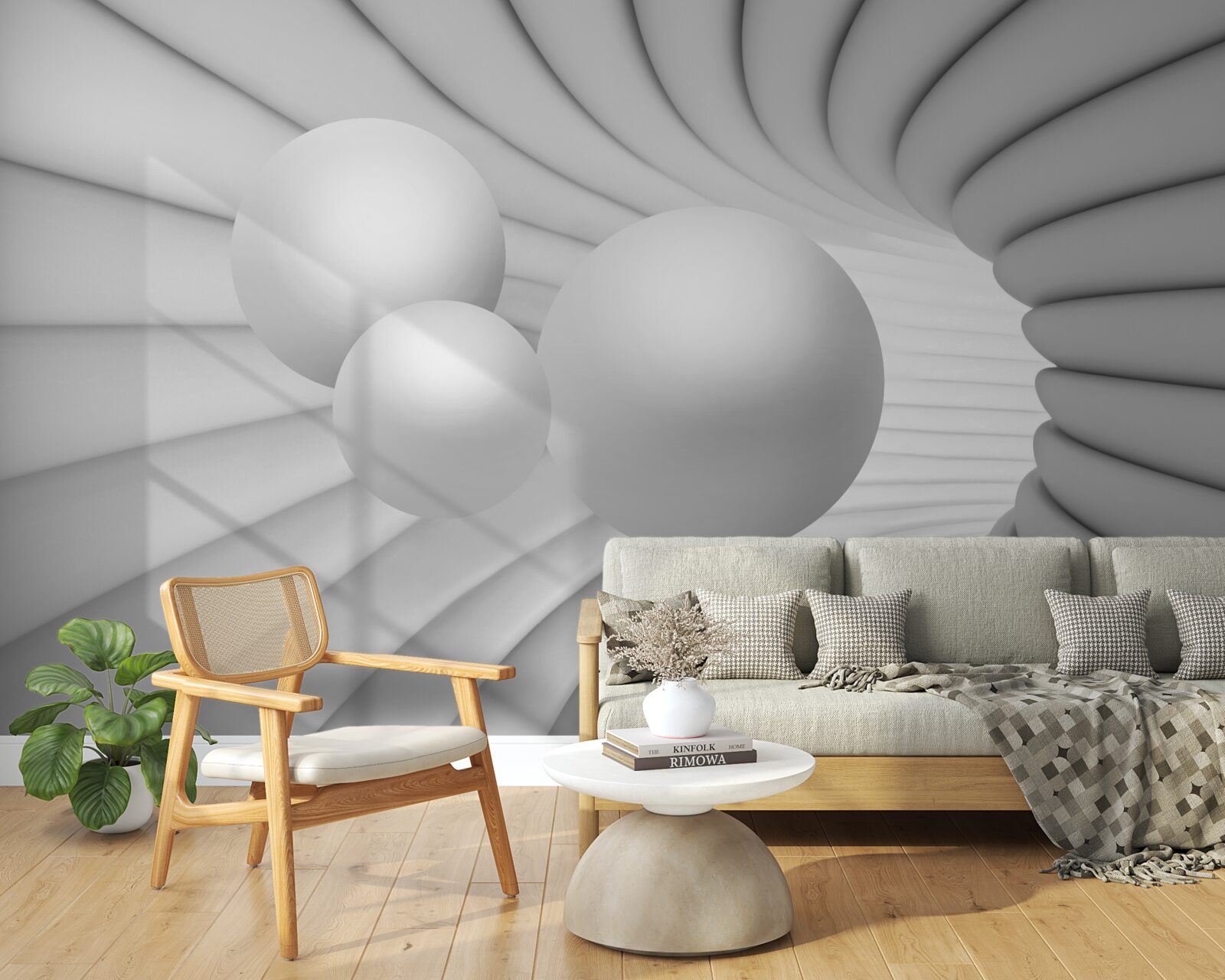 Fototapeta tunelová perspektíva je vyplnená striebornými guľkami