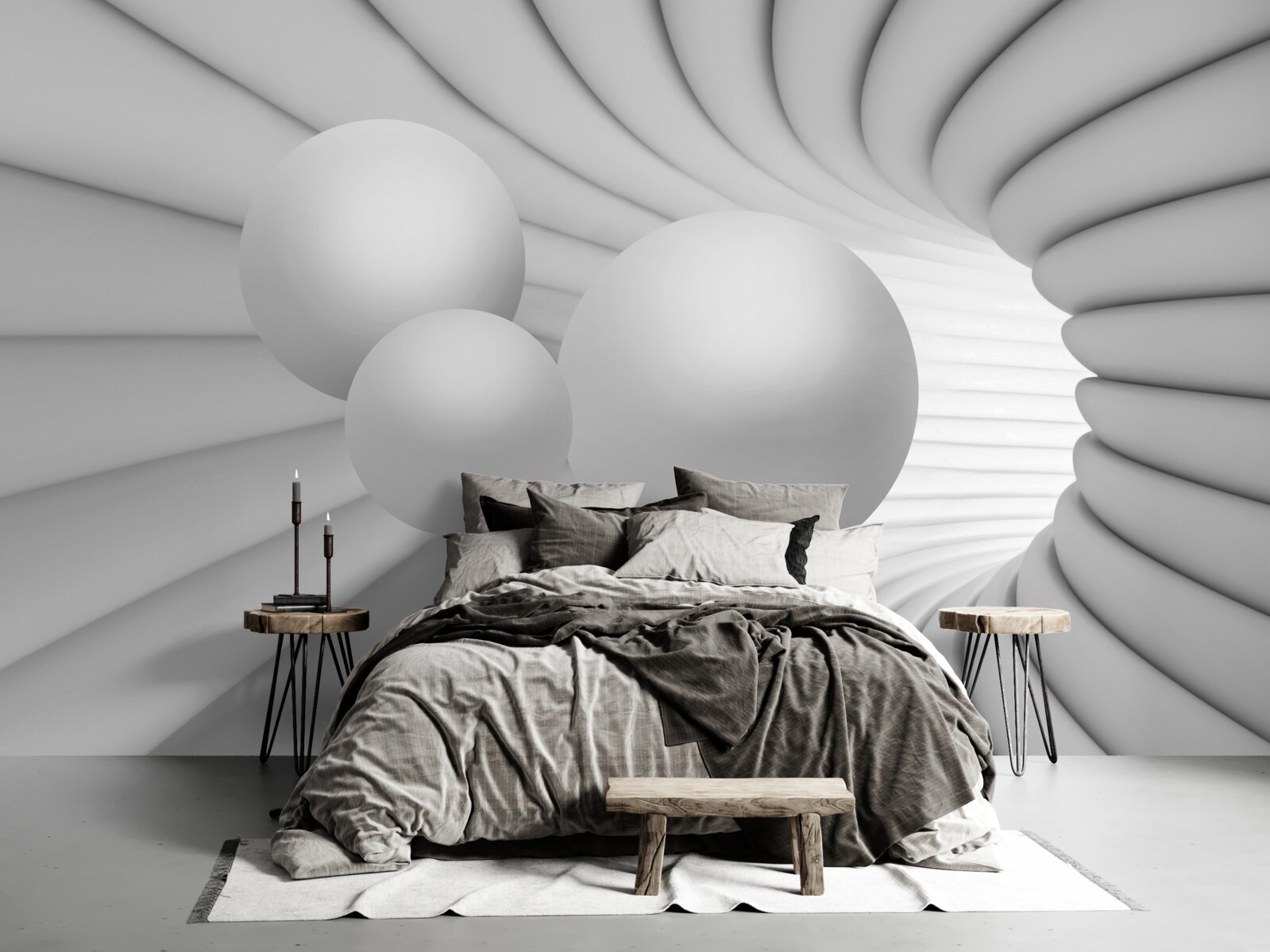 Fototapeta tunelová perspektíva je vyplnená striebornými guľkami