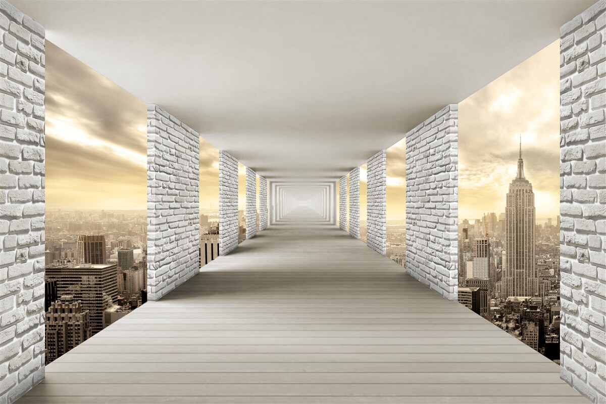 Fototapeta nekonečný tunel visiaci nad mestom