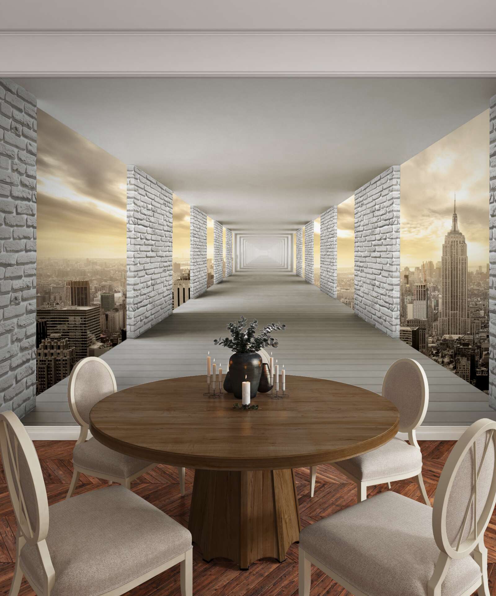 Fototapeta nekonečný tunel visiaci nad mestom