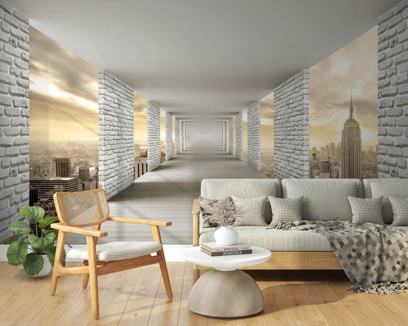 Fototapeta nekonečný tunel visiaci nad mestom