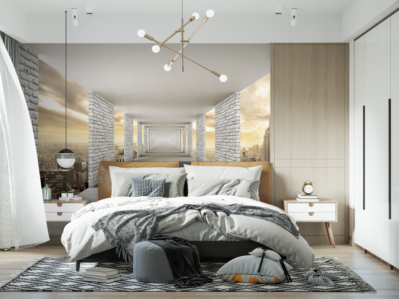 Fototapeta nekonečný tunel visiaci nad mestom