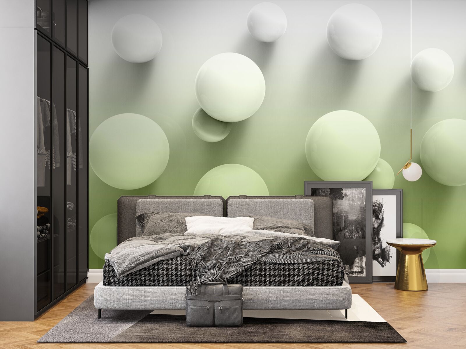 Fototapeta gradient plávajúce biele gule