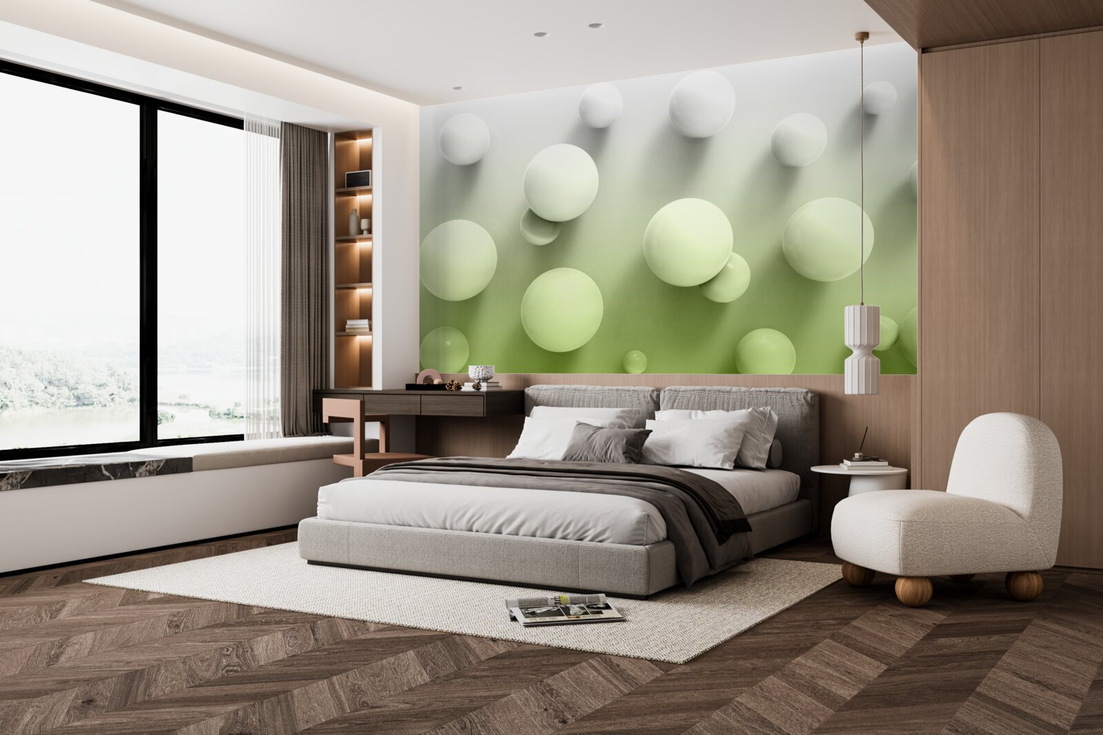 Fototapeta gradient plávajúce biele gule