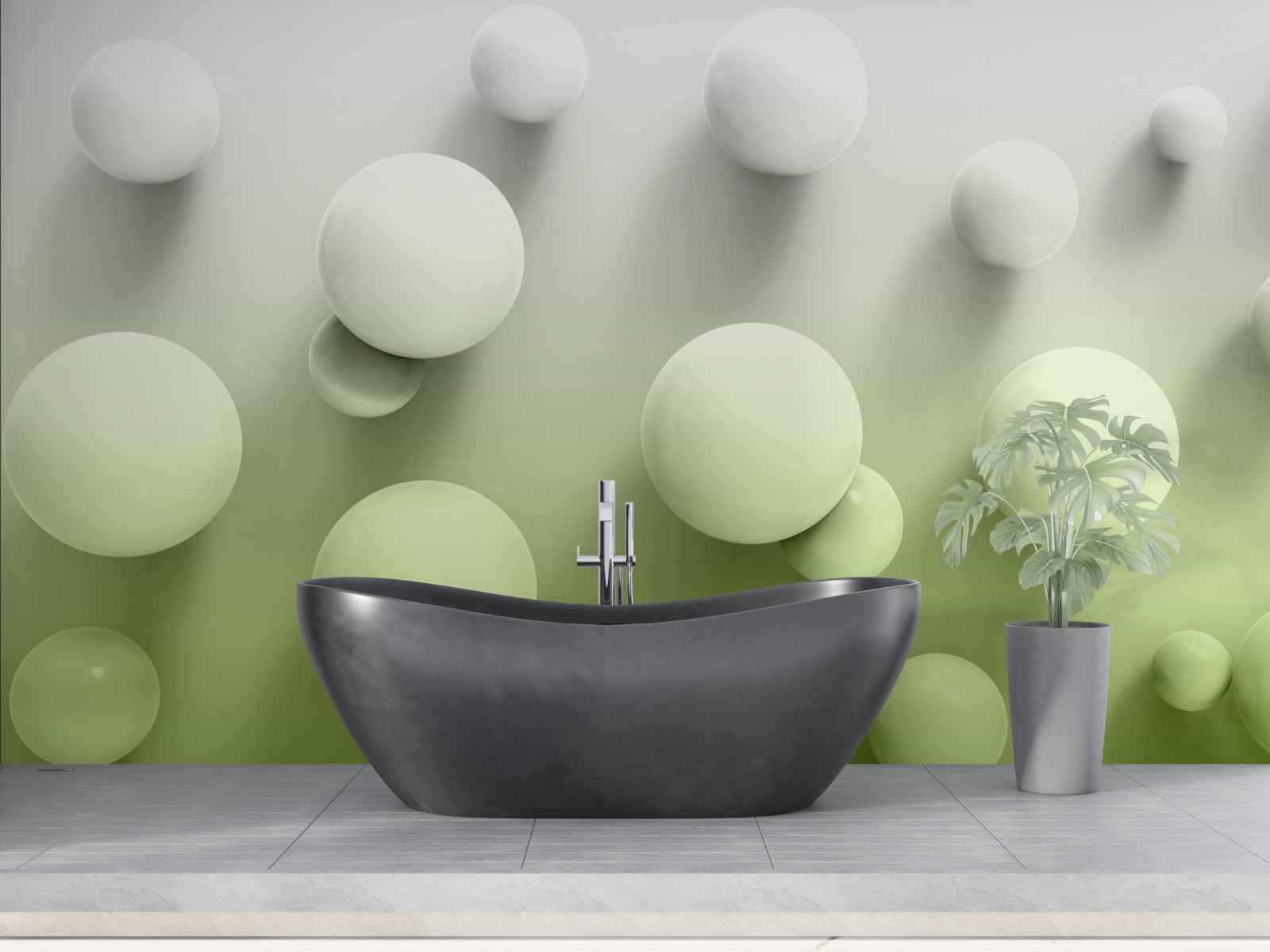 Fototapeta gradient plávajúce biele gule