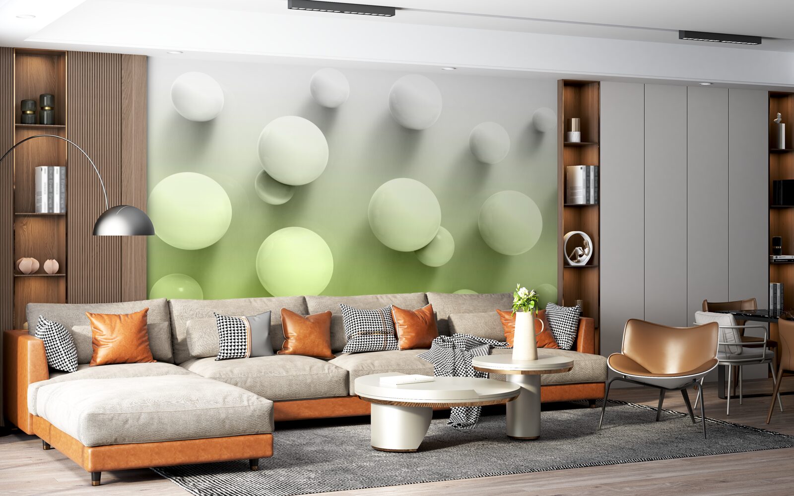 Fototapeta gradient plávajúce biele gule