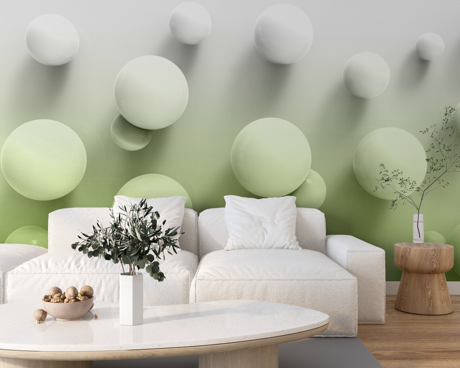 Fototapeta gradient plávajúce biele gule