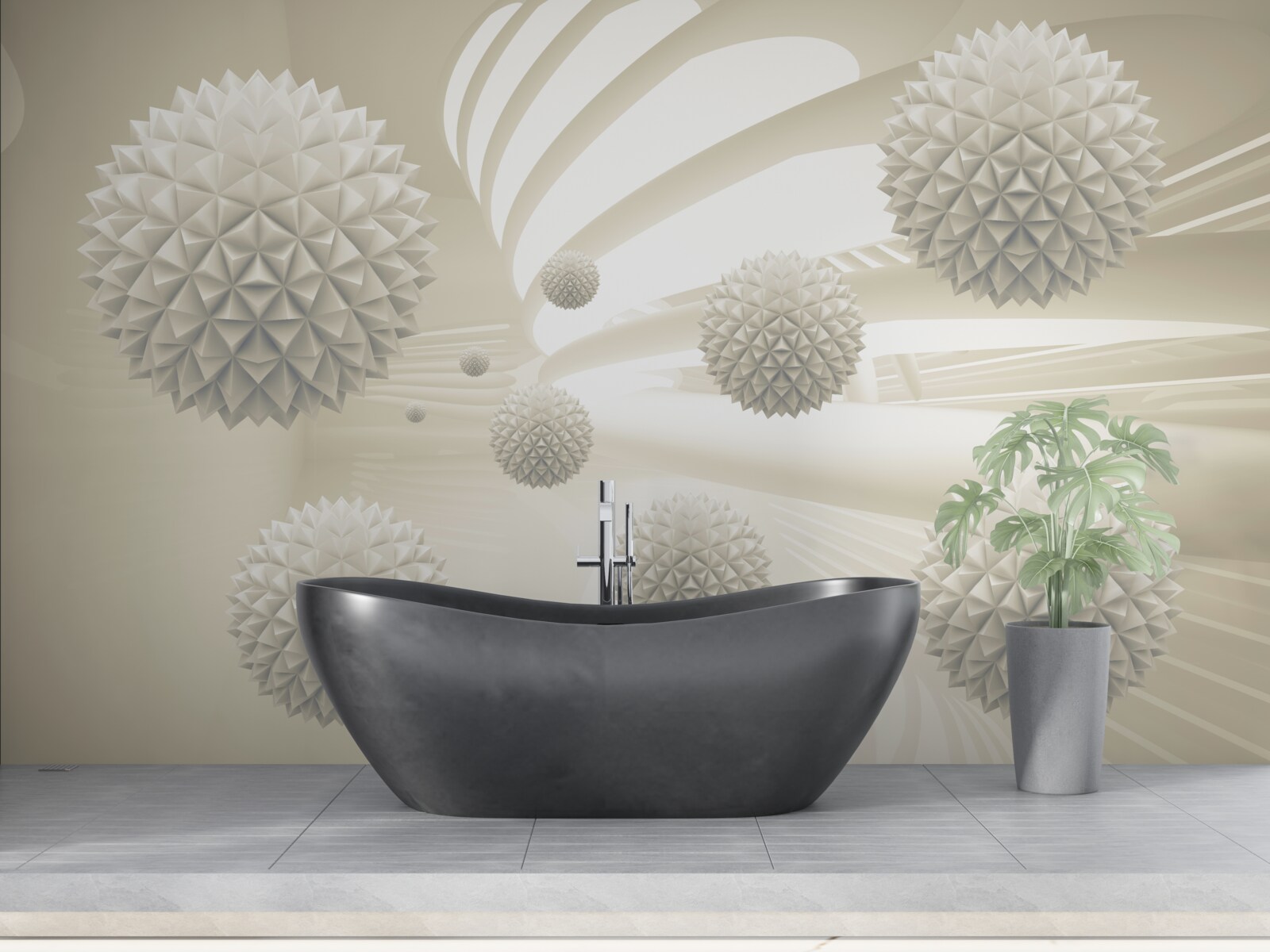 Fototapeta perspektíva žiariacich gúľ plávajúcich vo vzduchu