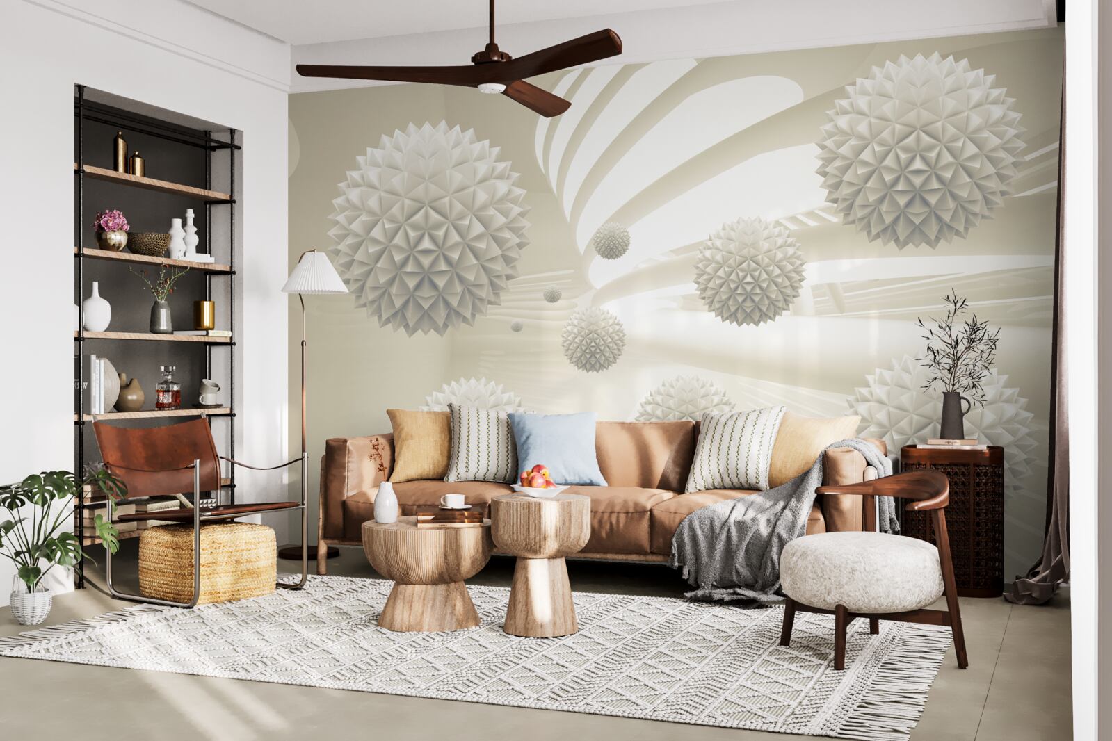 Fototapeta perspektíva žiariacich gúľ plávajúcich vo vzduchu