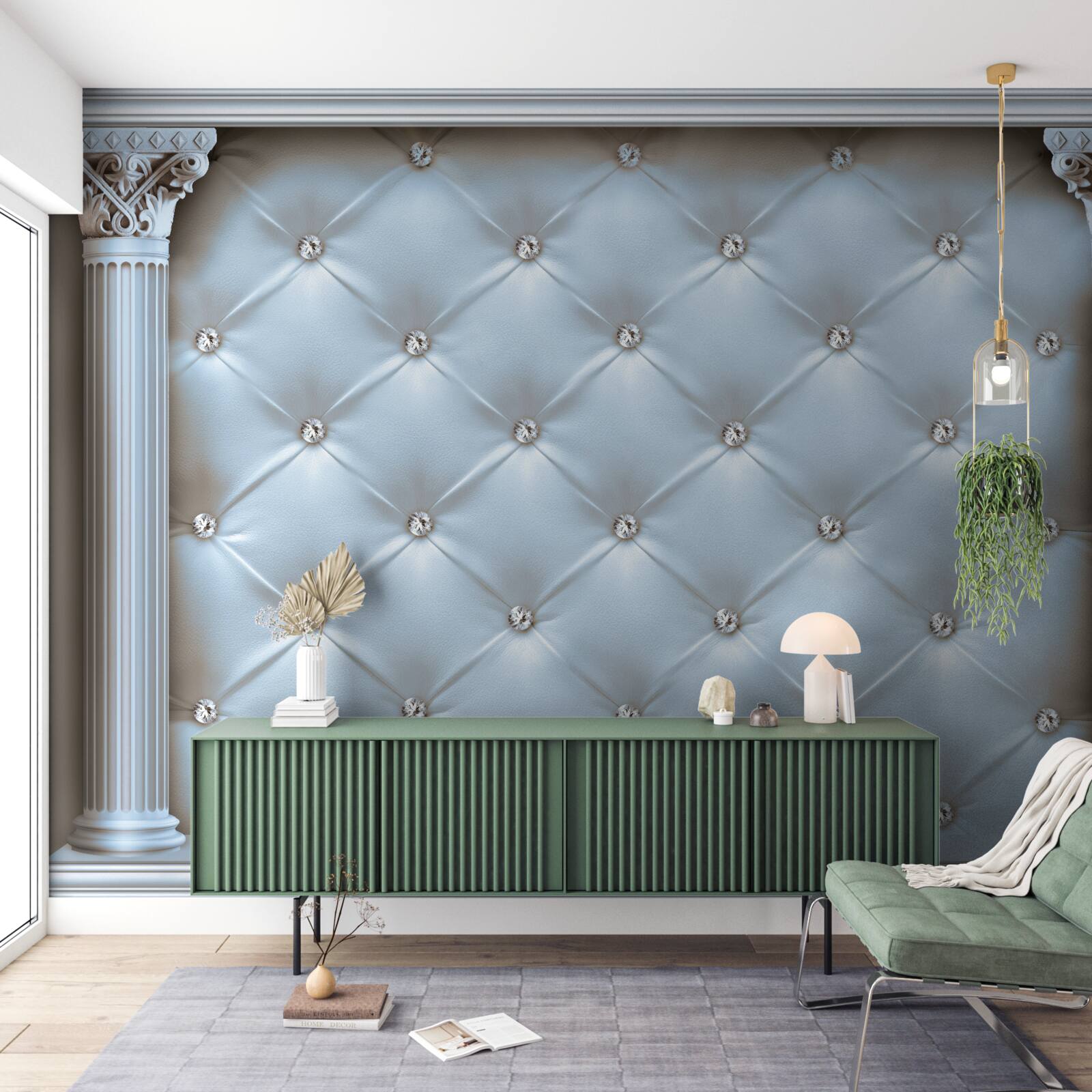 Fototapeta Oblúk je zdobený modrou poťahovou látkou