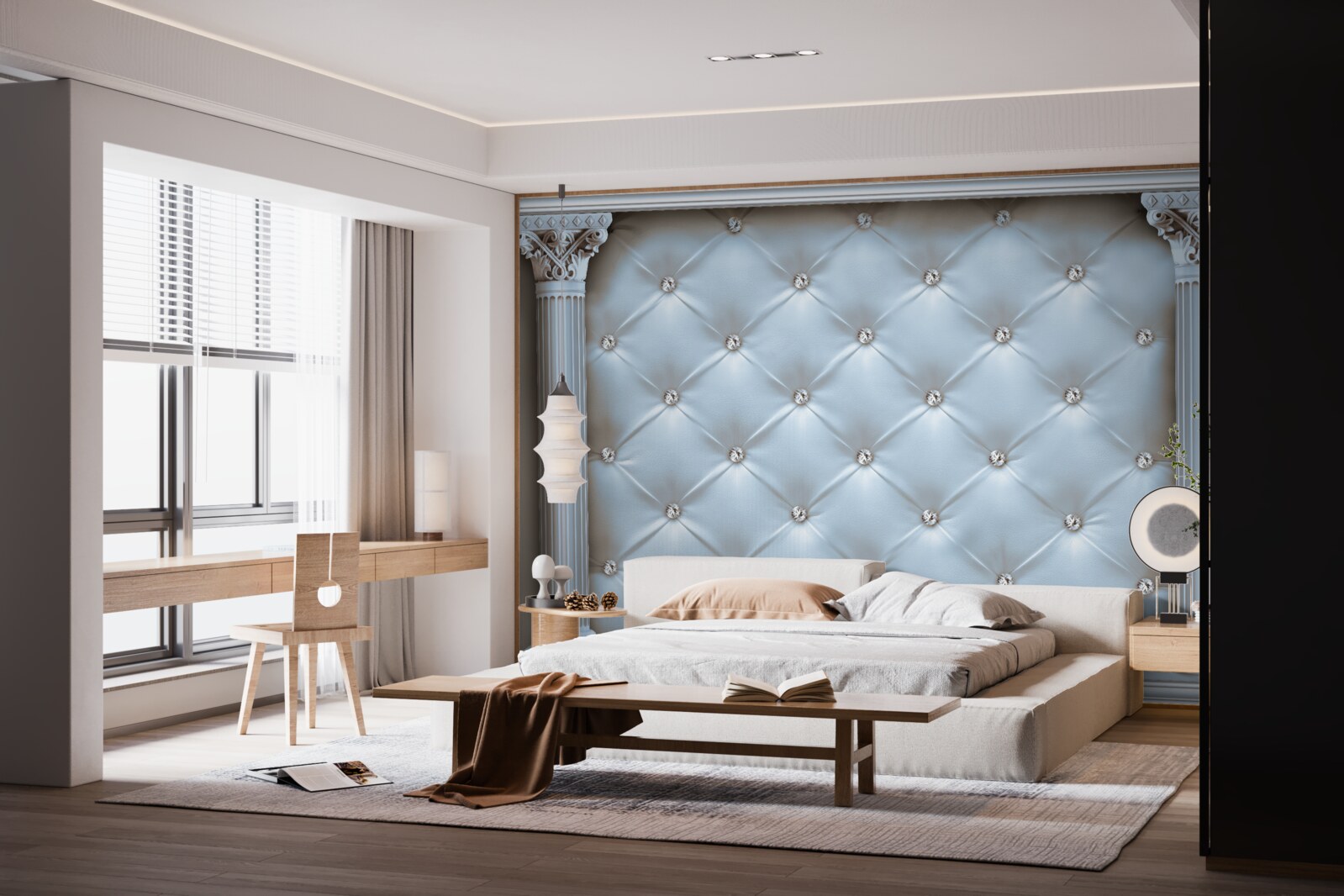 Fototapeta Oblúk je zdobený modrou poťahovou látkou